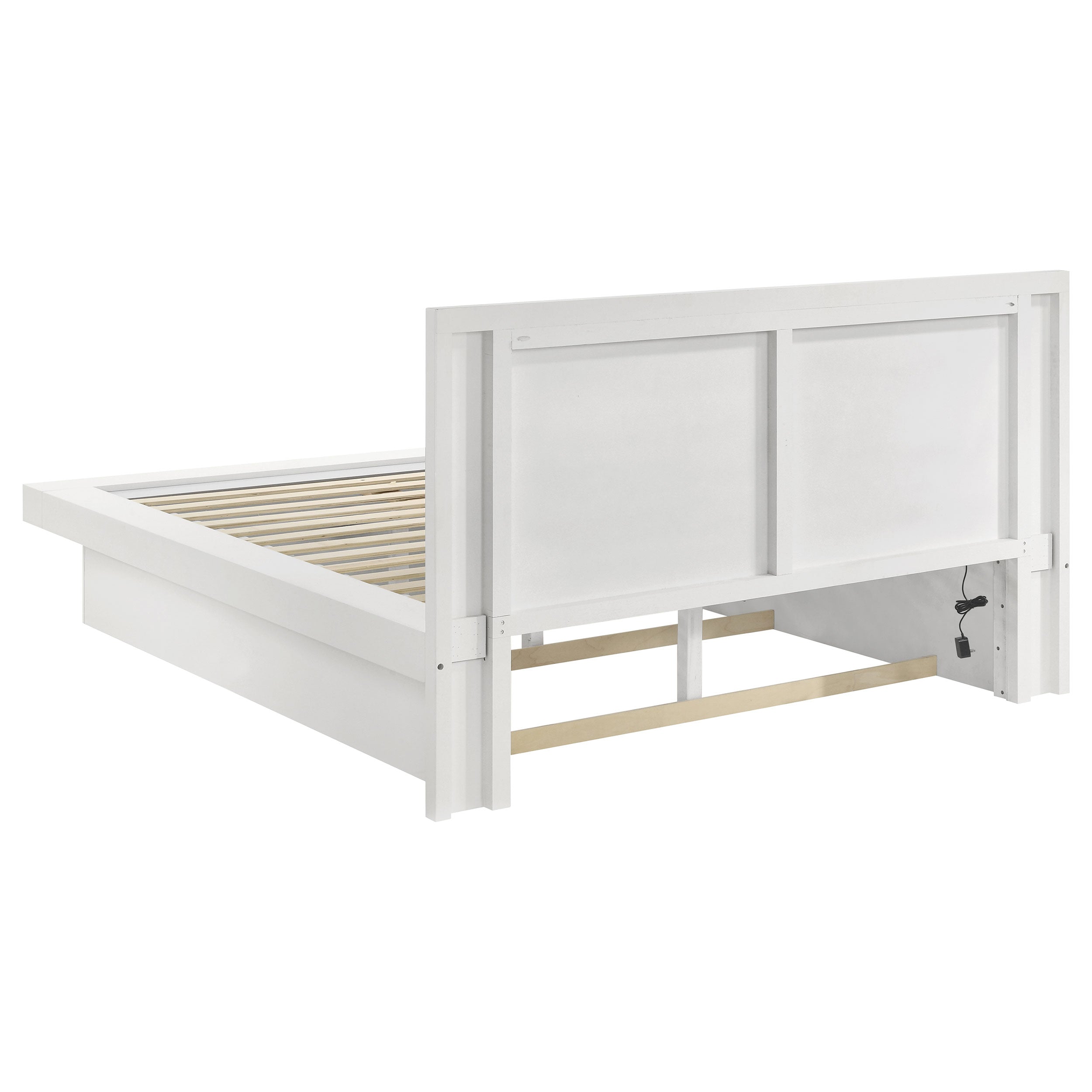 Jessica Wood Queen LED Panel Bed Snow White-CoasterEssence