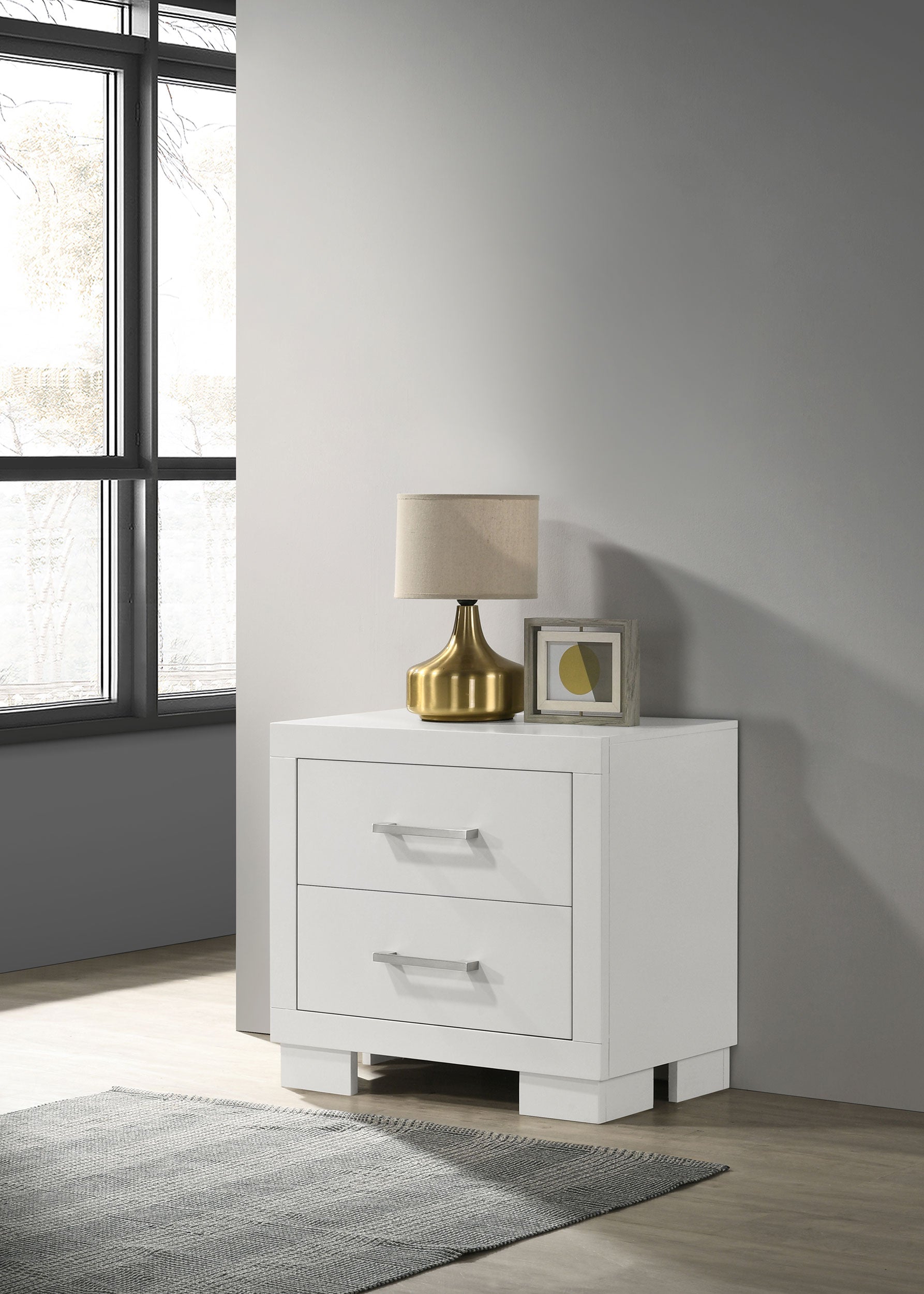 Jessica 2-drawer Nightstand Snow White-CoasterEssence