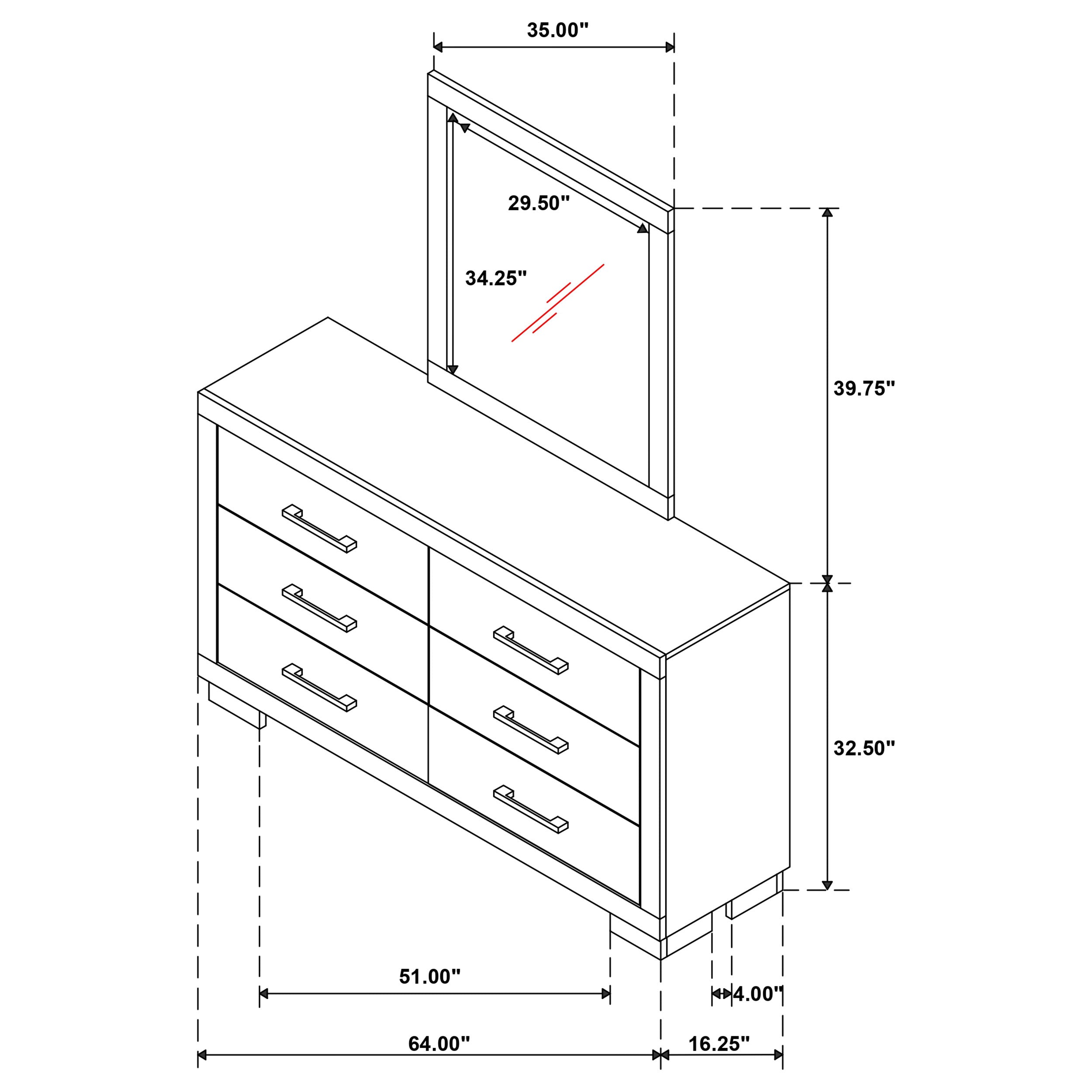 Jessica 6-drawer Dresser with Mirror Snow White-CoasterEssence