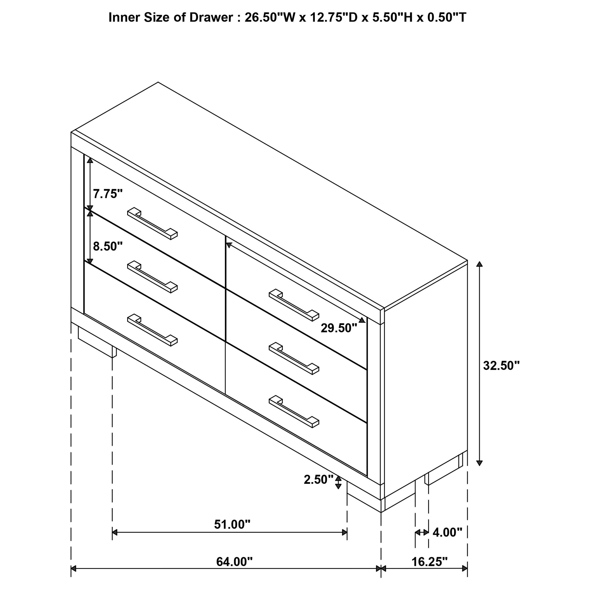 Jessica 6-drawer Dresser Snow White-CoasterEssence