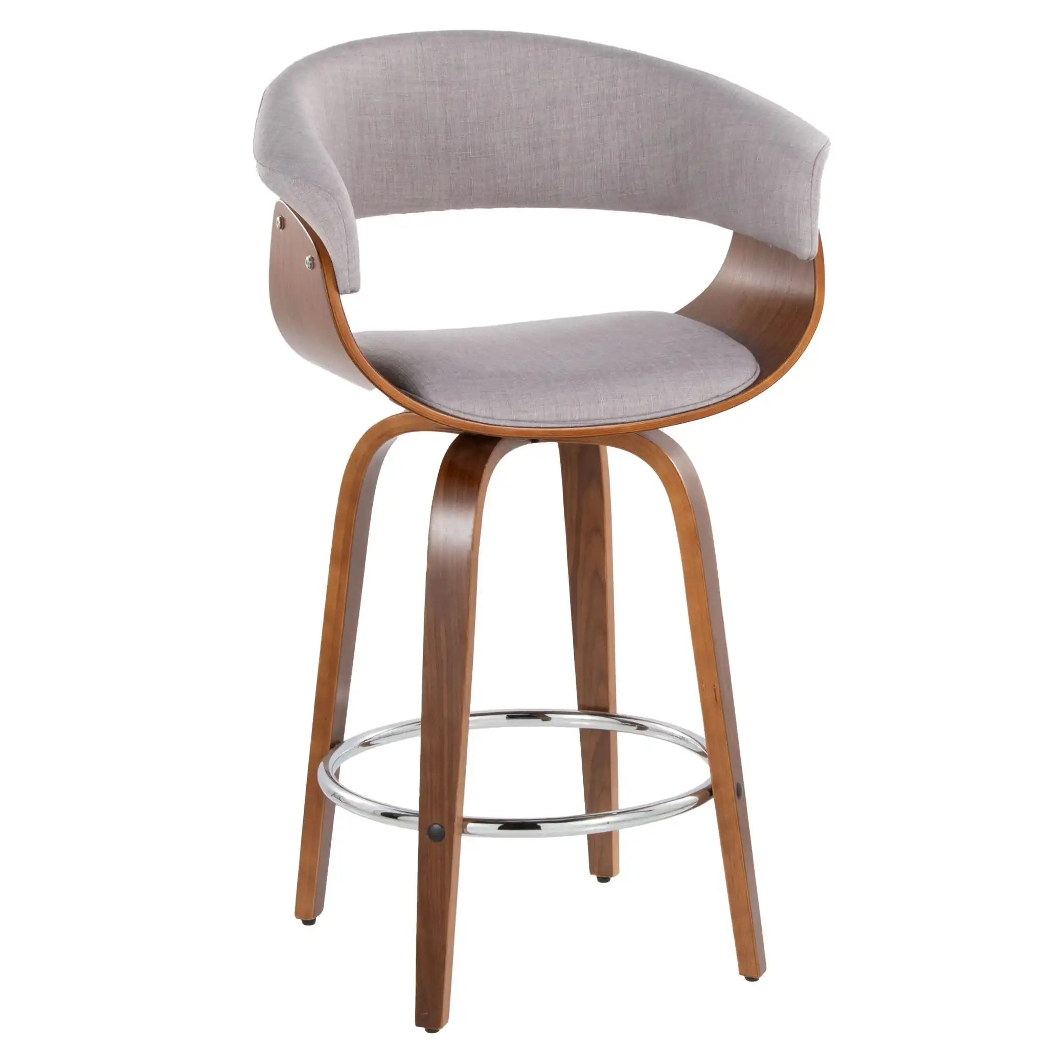 Vintage Mod - Mid Century Modern Fixed Height Counter Stool With Swivel With Round Footrest (Set of 2)