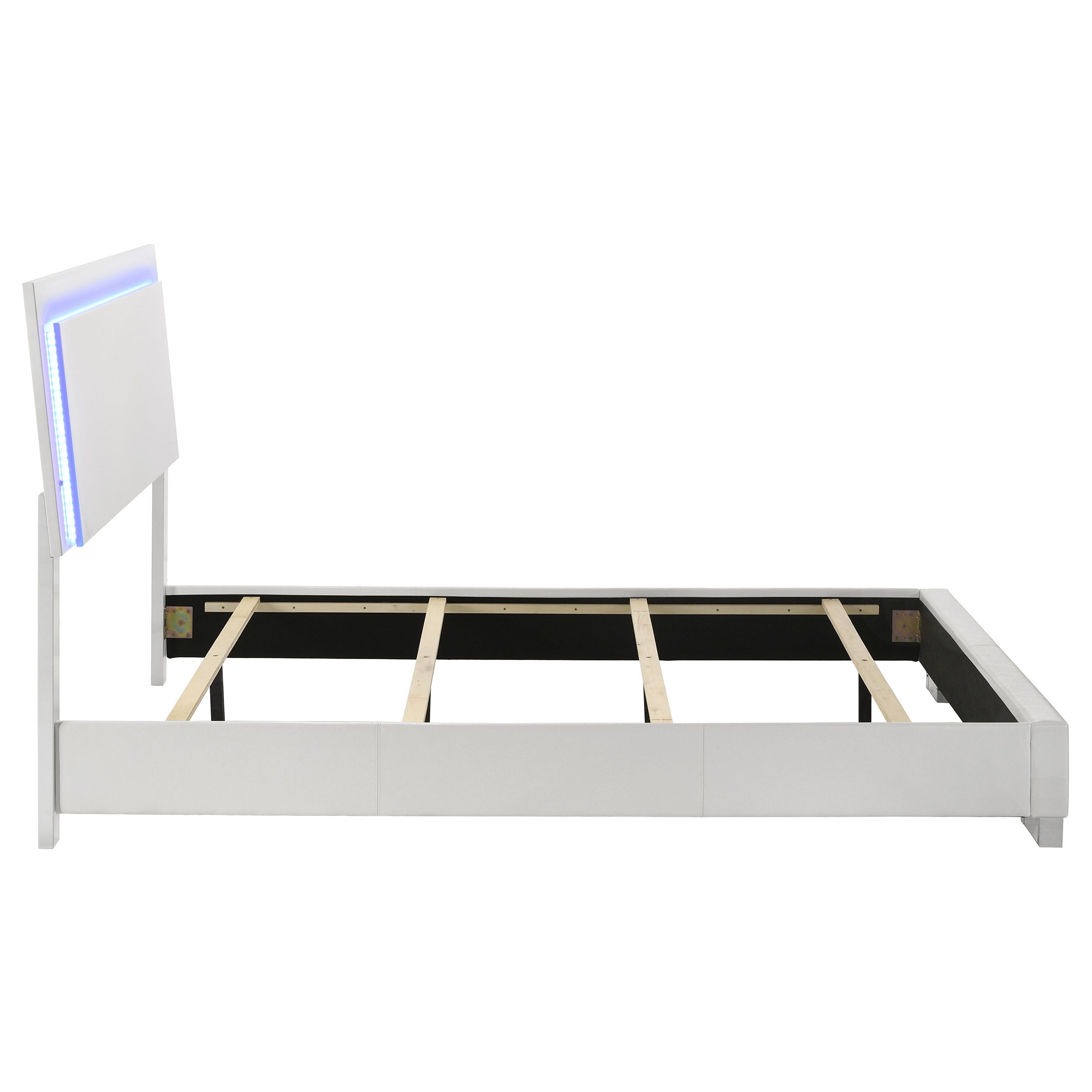 Felicity Wood Queen LED Panel Bed White High Gloss-CoasterEssence