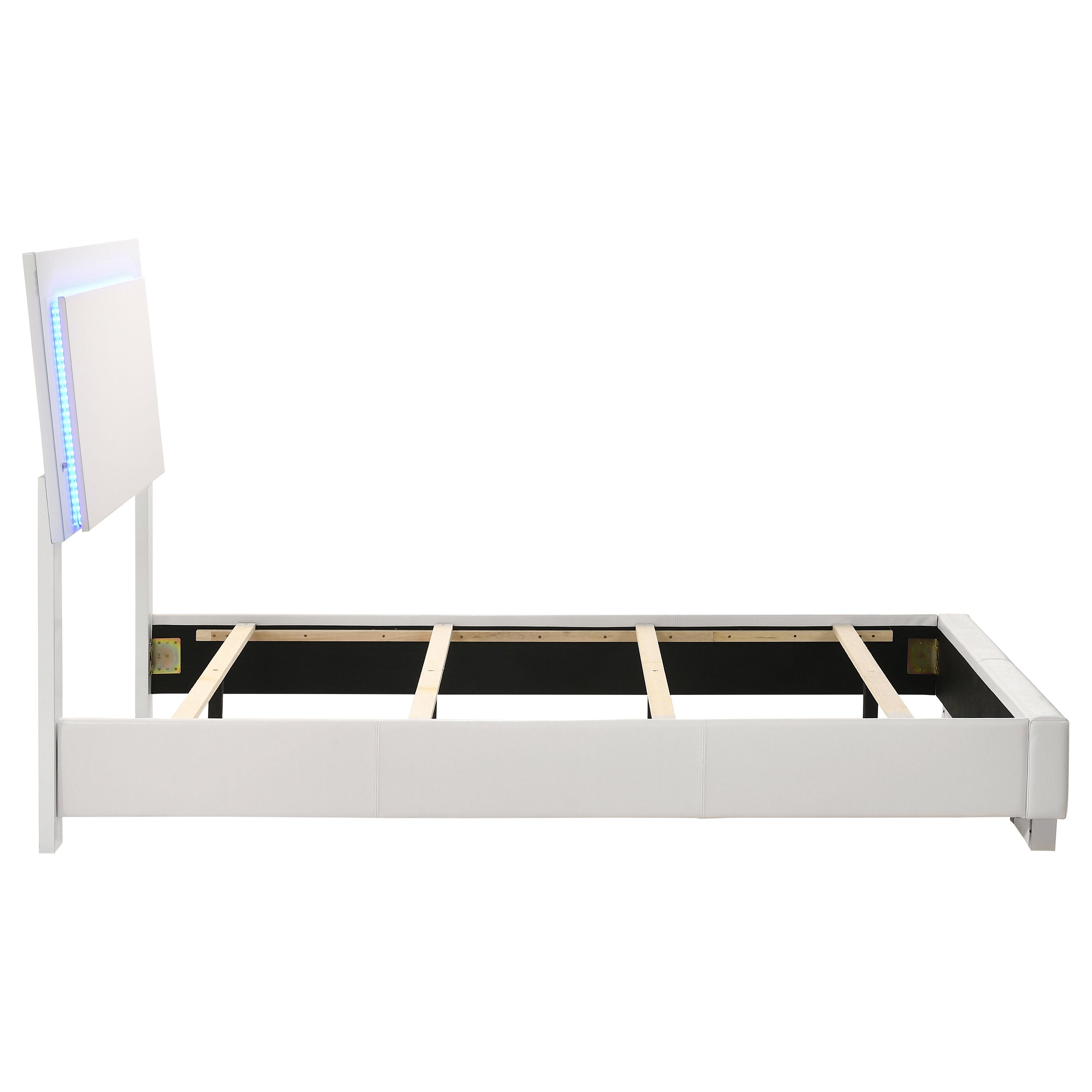 Felicity Wood Twin LED Panel Bed White High Gloss-CoasterEssence