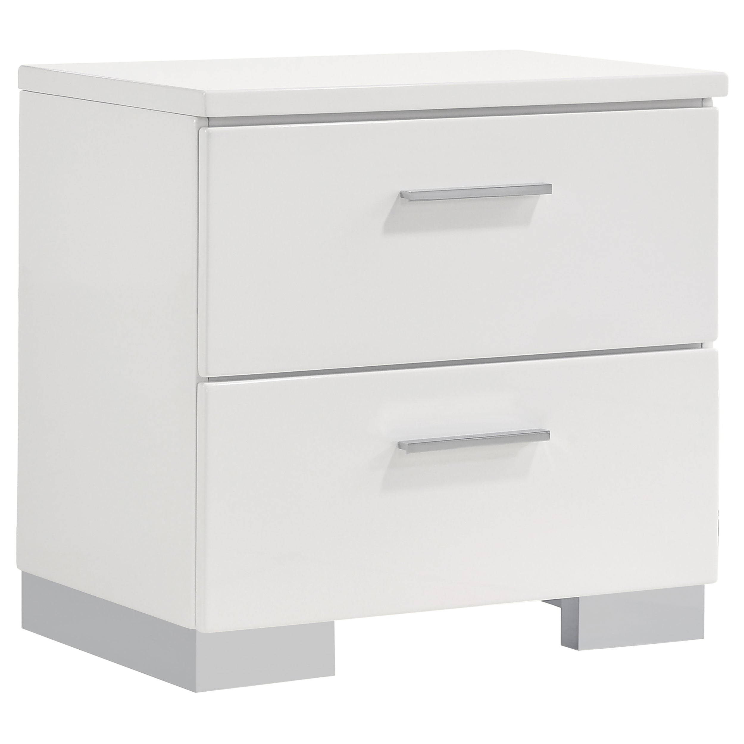 Felicity 2-drawer Nightstand White High Gloss-CoasterEssence