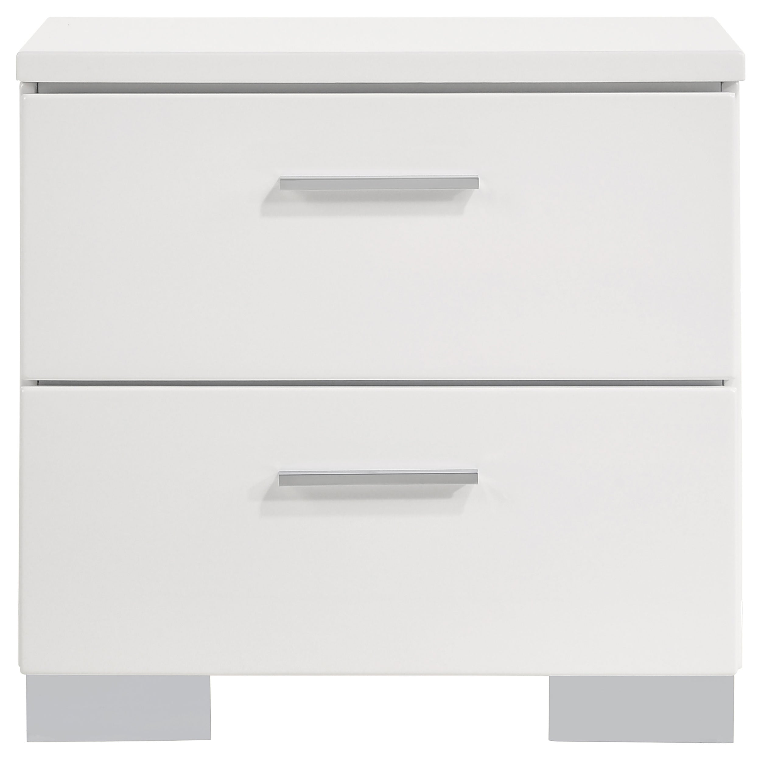 Felicity 2-drawer Nightstand White High Gloss-CoasterEssence
