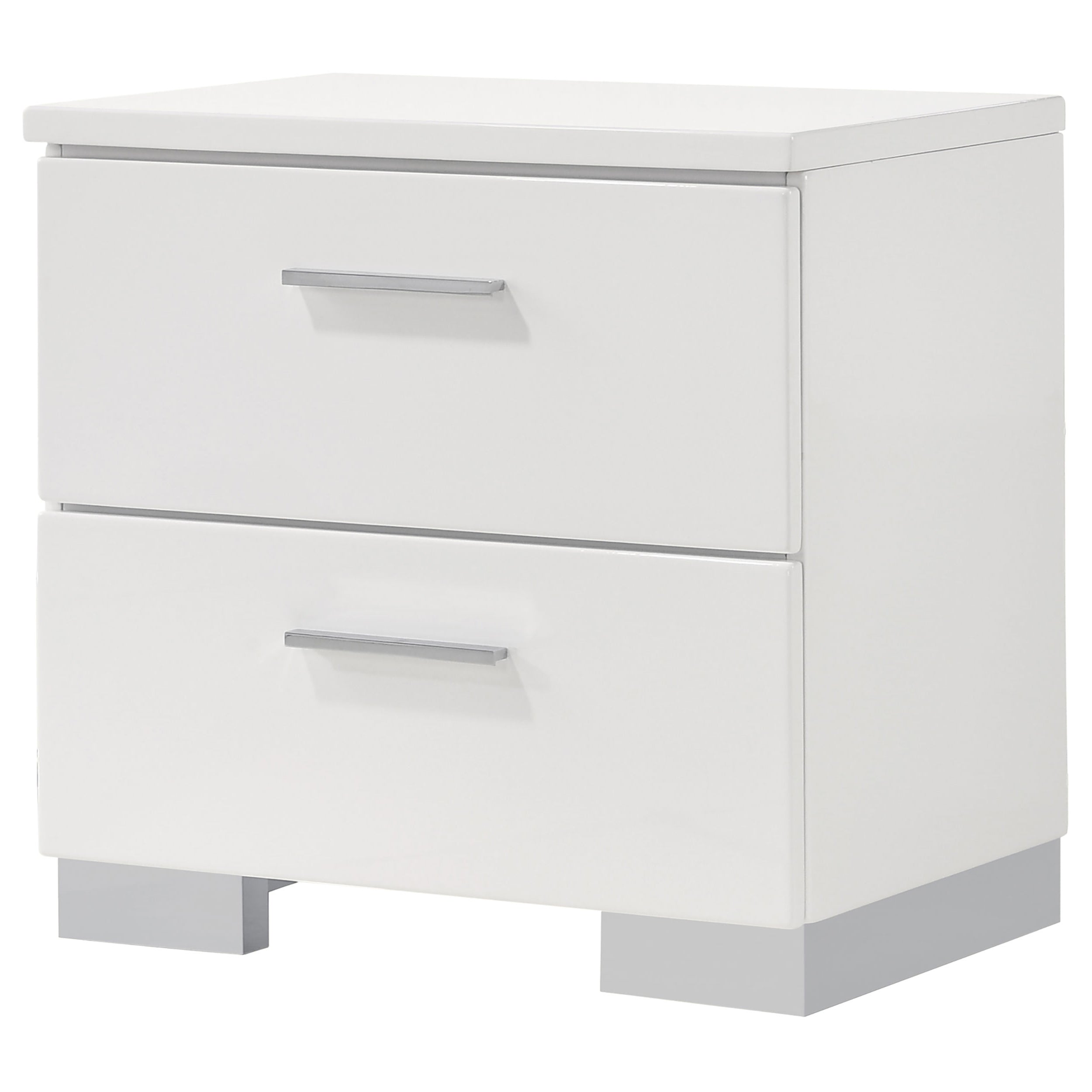 Felicity 2-drawer Nightstand White High Gloss-CoasterEssence