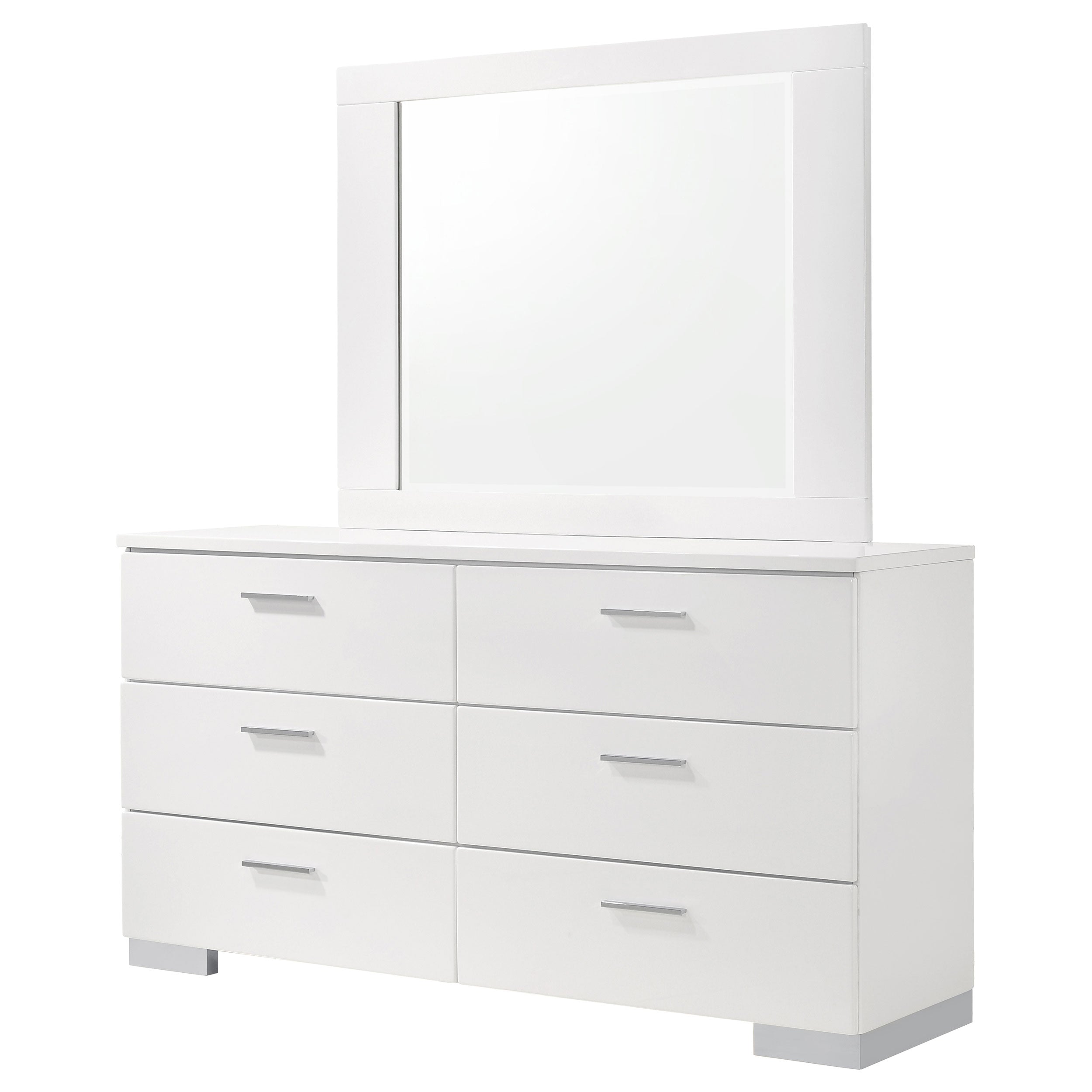 Felicity 6-drawer Wood Dresser with Mirror White High Gloss-CoasterEssence