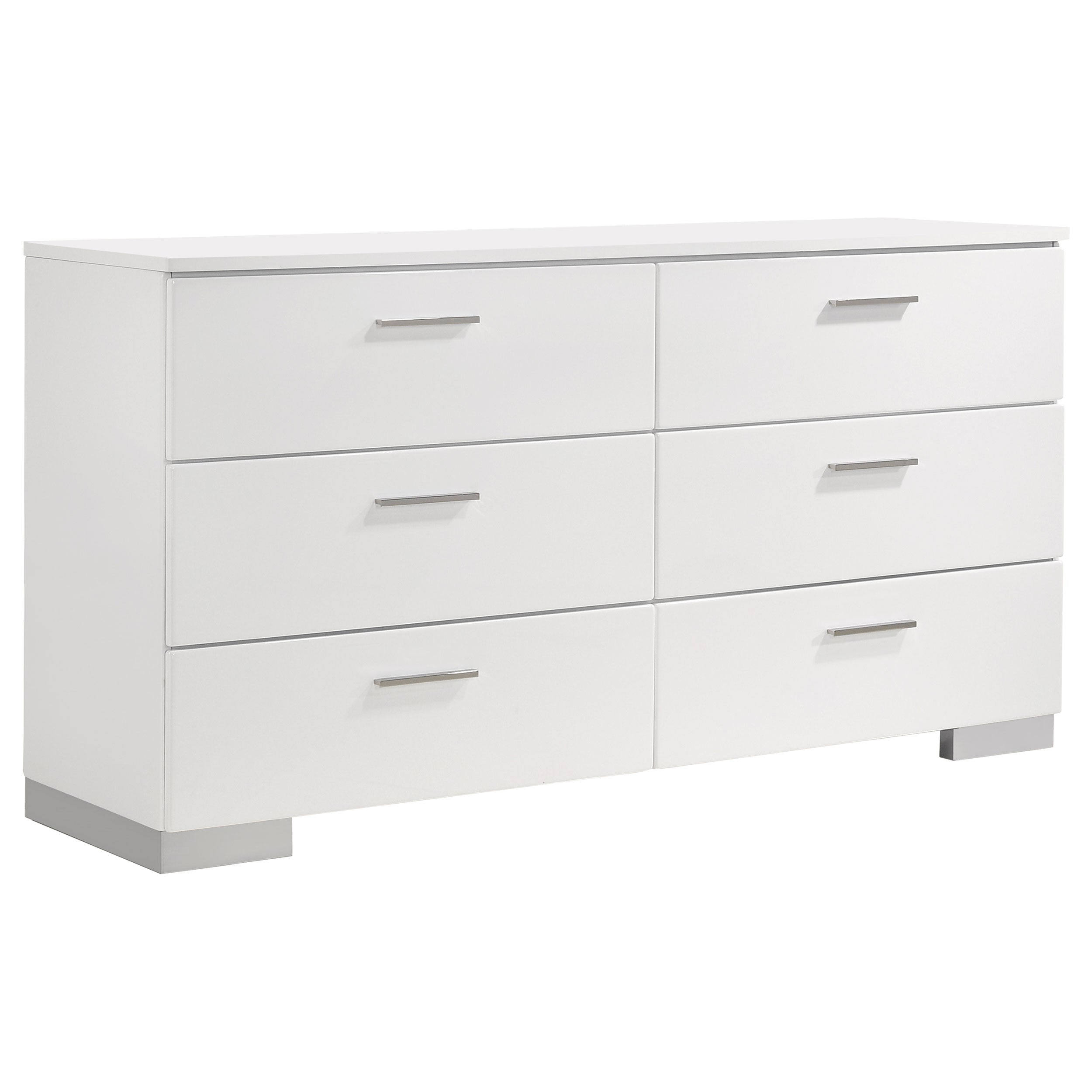 Felicity 6-drawer Dresser White High Gloss-CoasterEssence