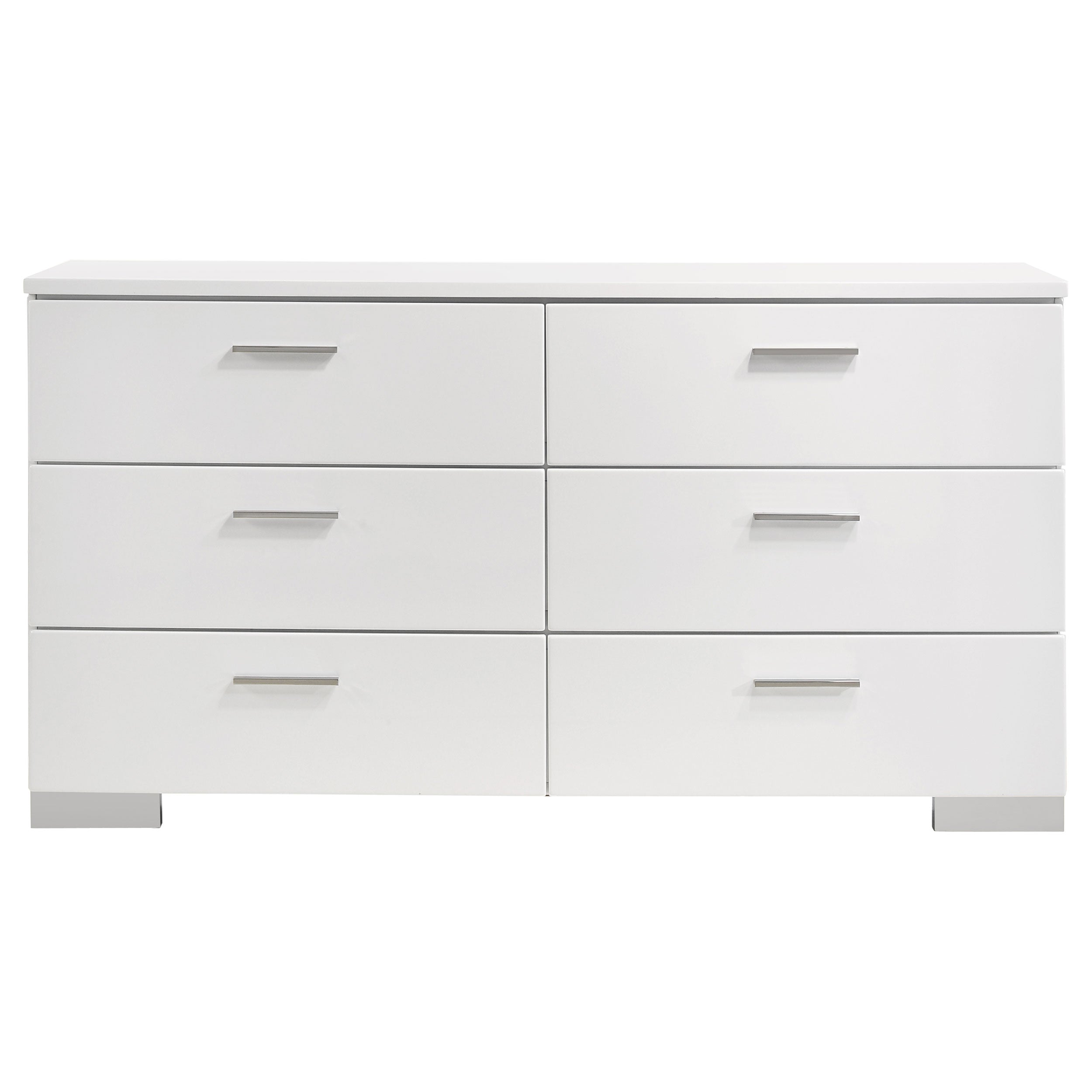 Felicity 6-drawer Dresser White High Gloss-CoasterEssence