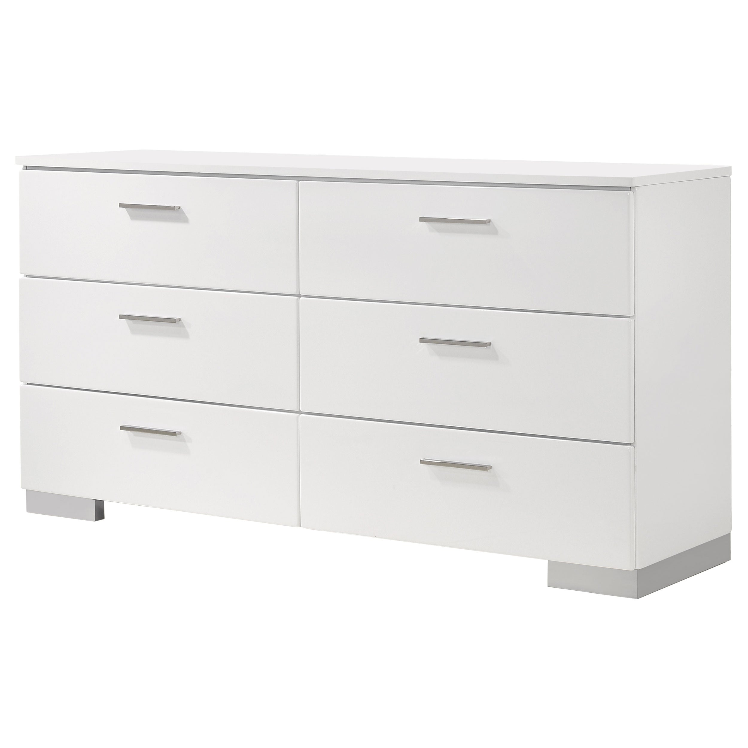 Felicity 6-drawer Dresser White High Gloss-CoasterEssence