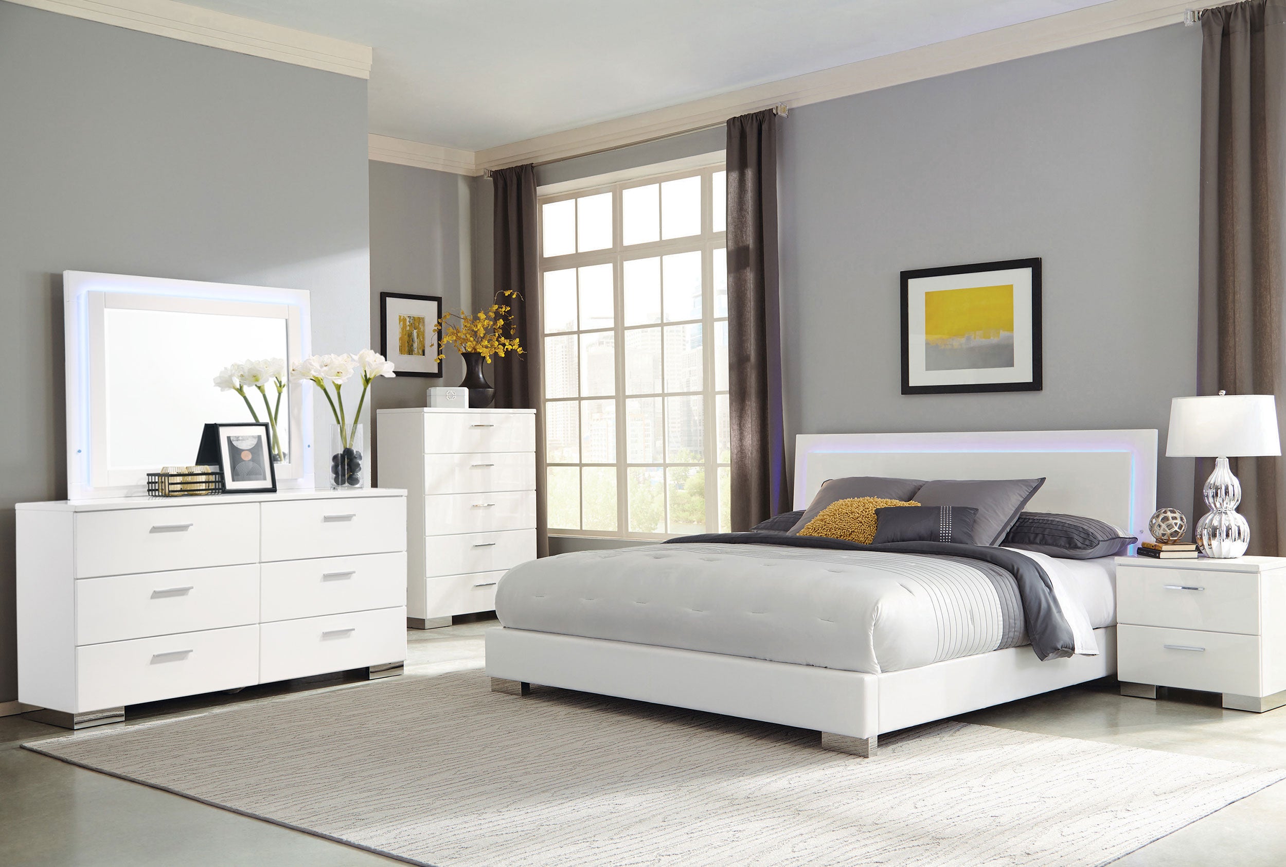 Felicity 6-drawer Dresser White High Gloss-CoasterEssence
