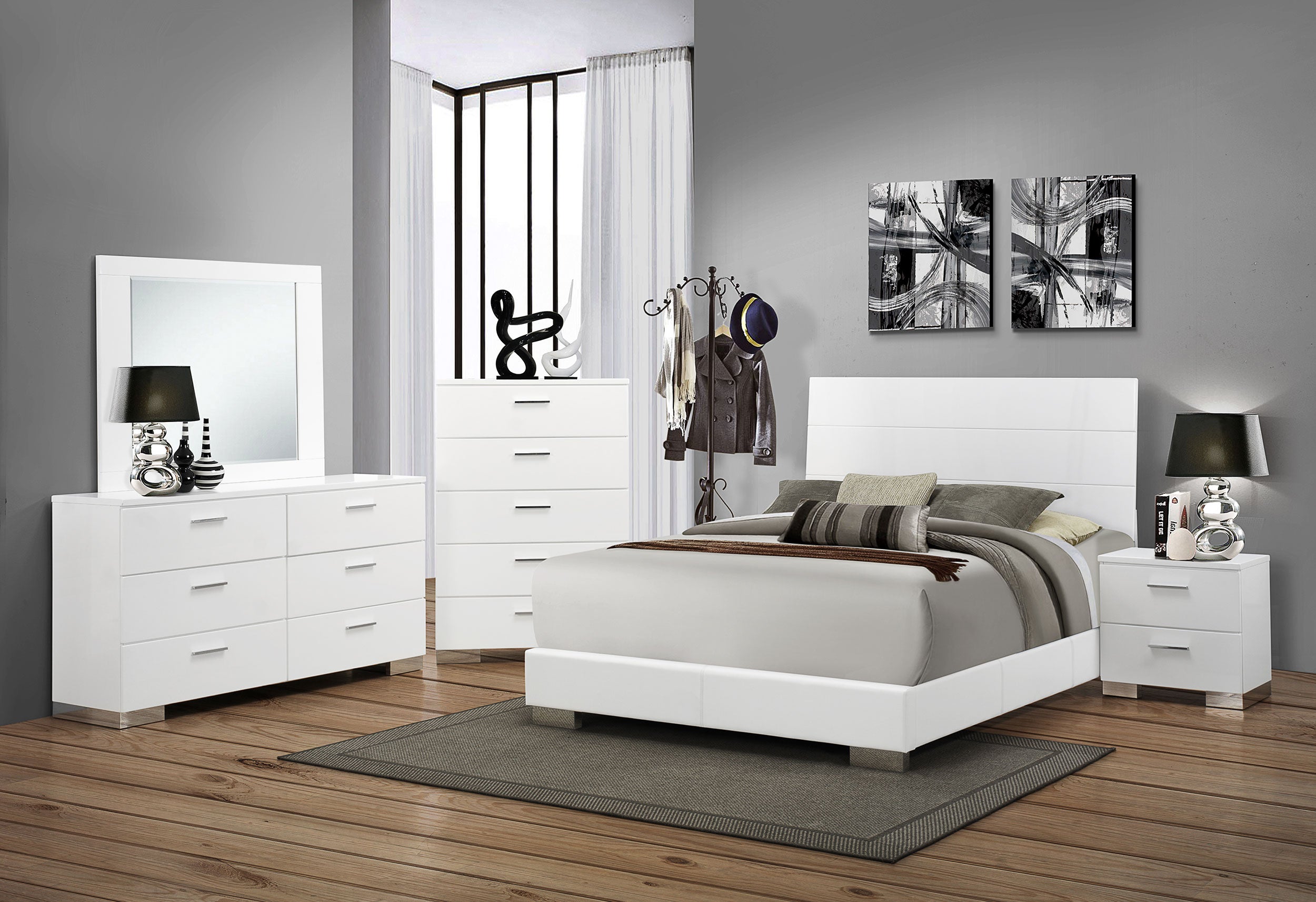 Felicity 6-drawer Dresser White High Gloss-CoasterEssence