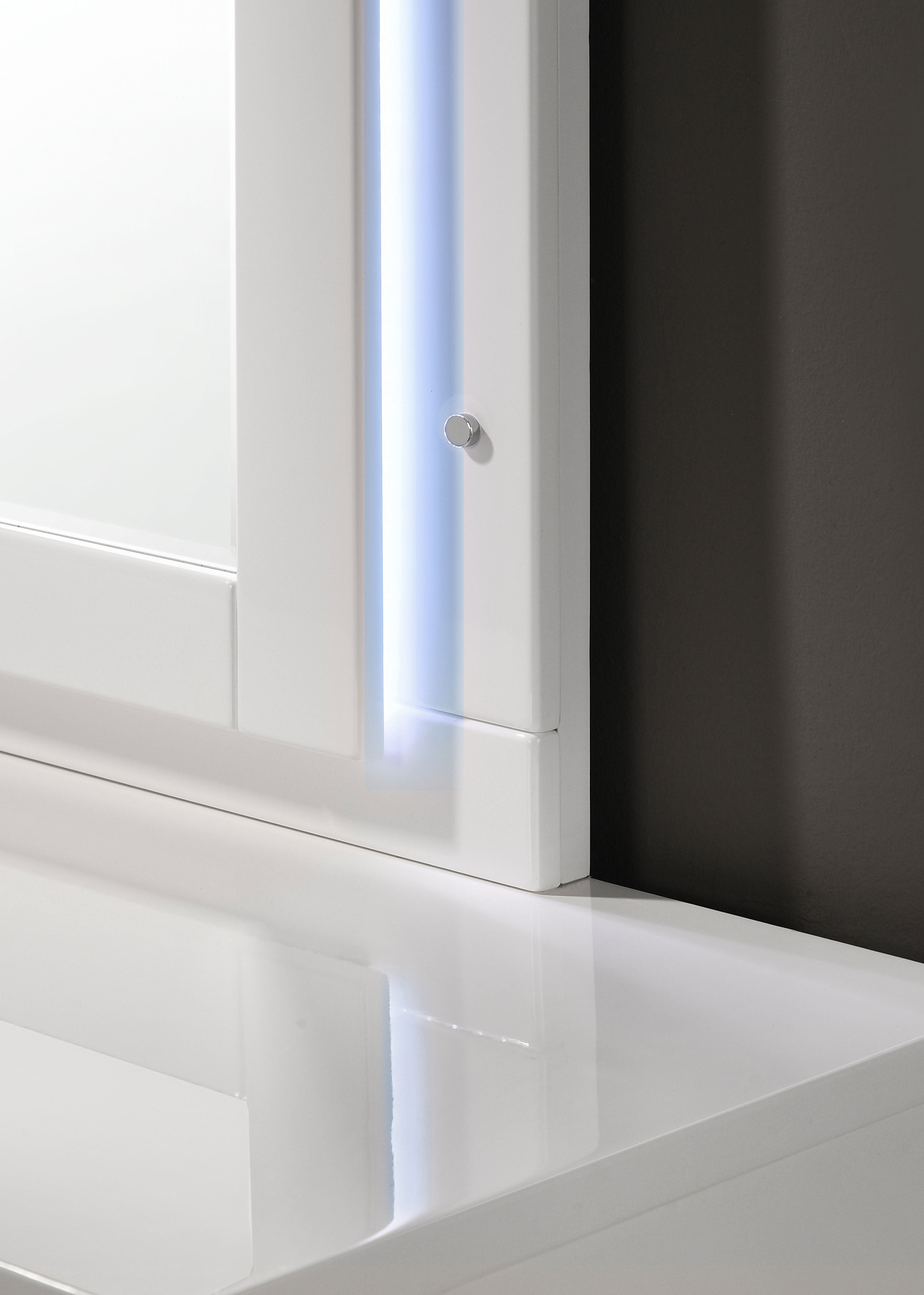 Felicity Wood LED Dresser Mirror White High Gloss-CoasterEssence