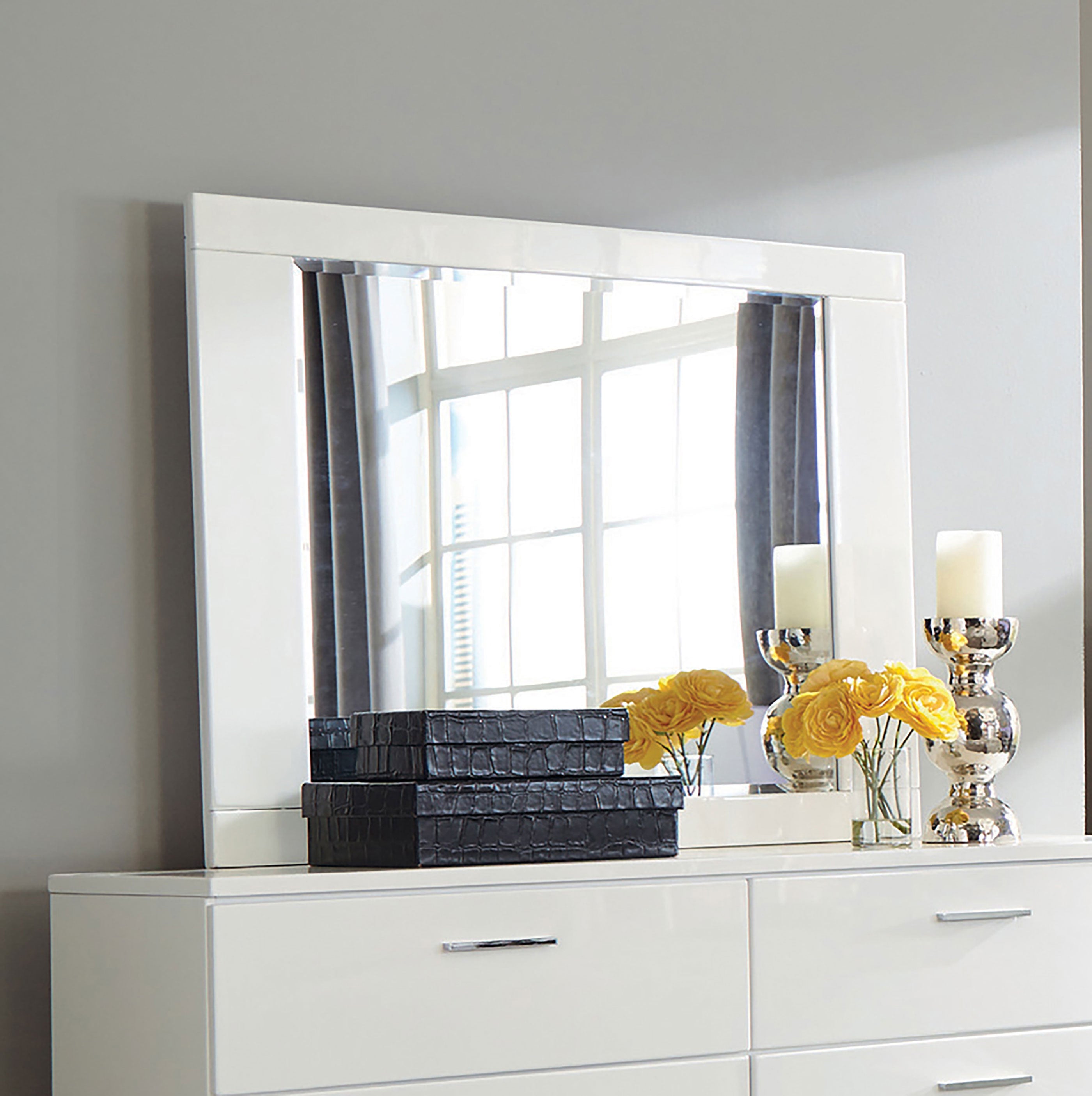 Felicity Dresser Mirror White High Gloss-CoasterEssence