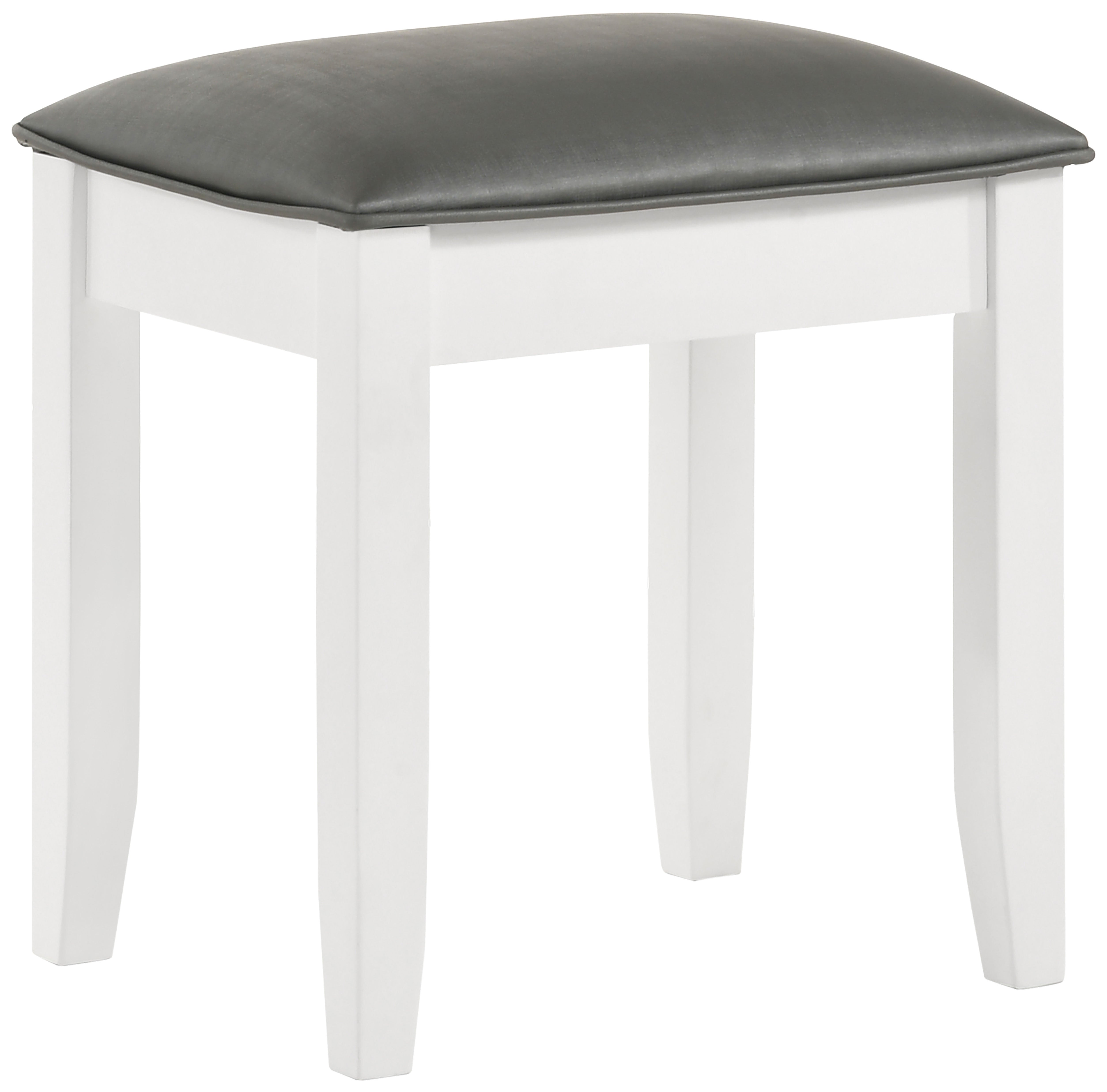 Felicity Upholstered Vanity Stool Metallic and Glossy White-CoasterElevations