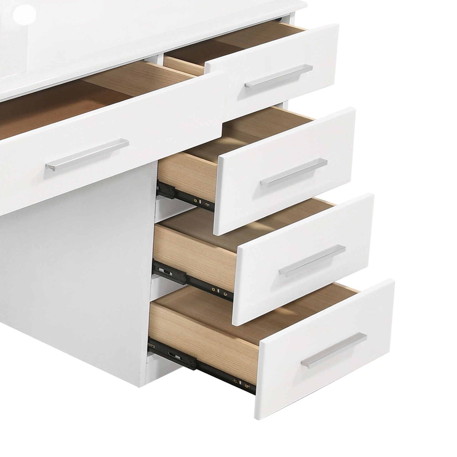Felicity 9-drawer Vanity Table Lighted Mirror Glossy White-CoasterElevations