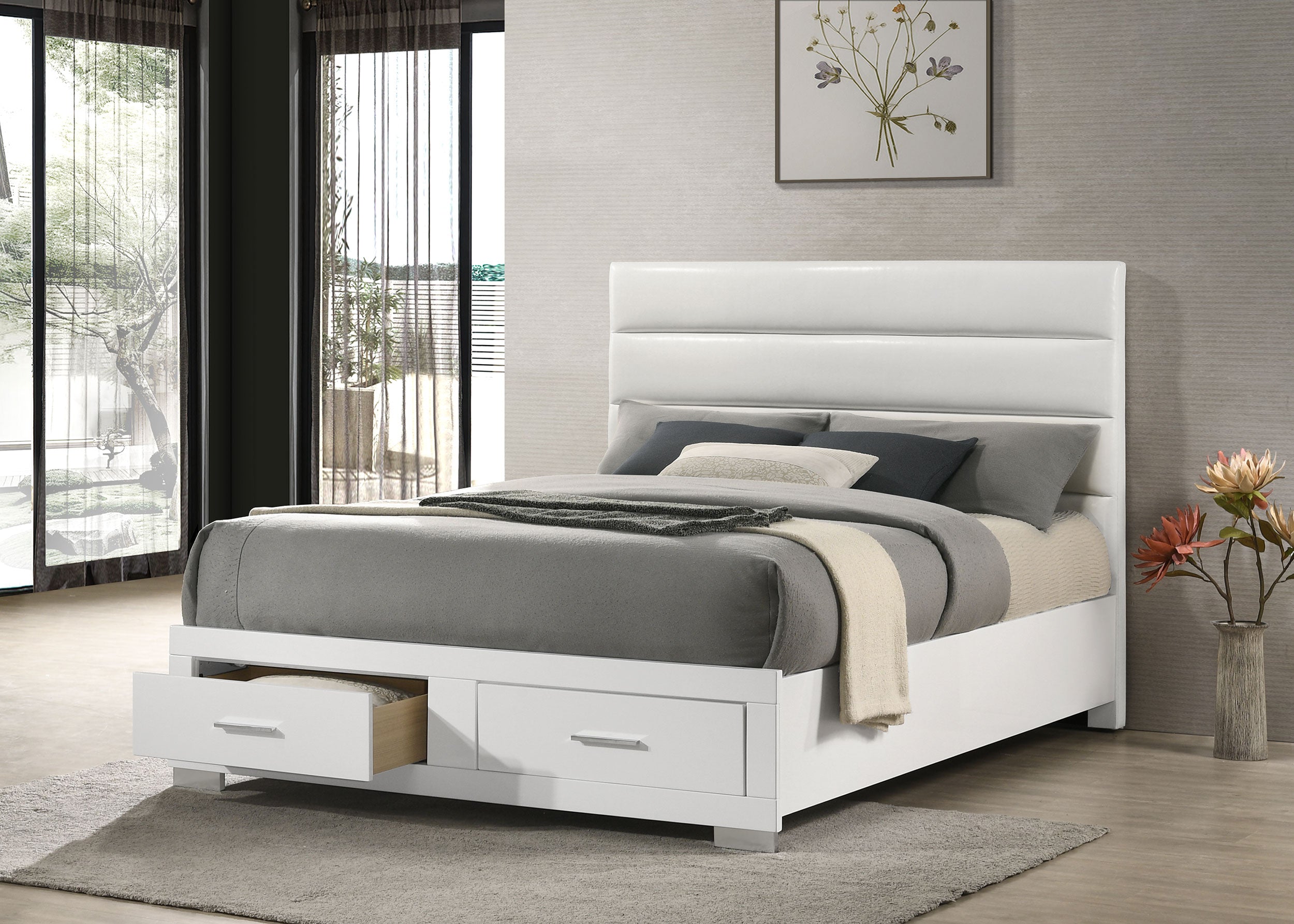 Felicity Queen Storage Bed White High Gloss-