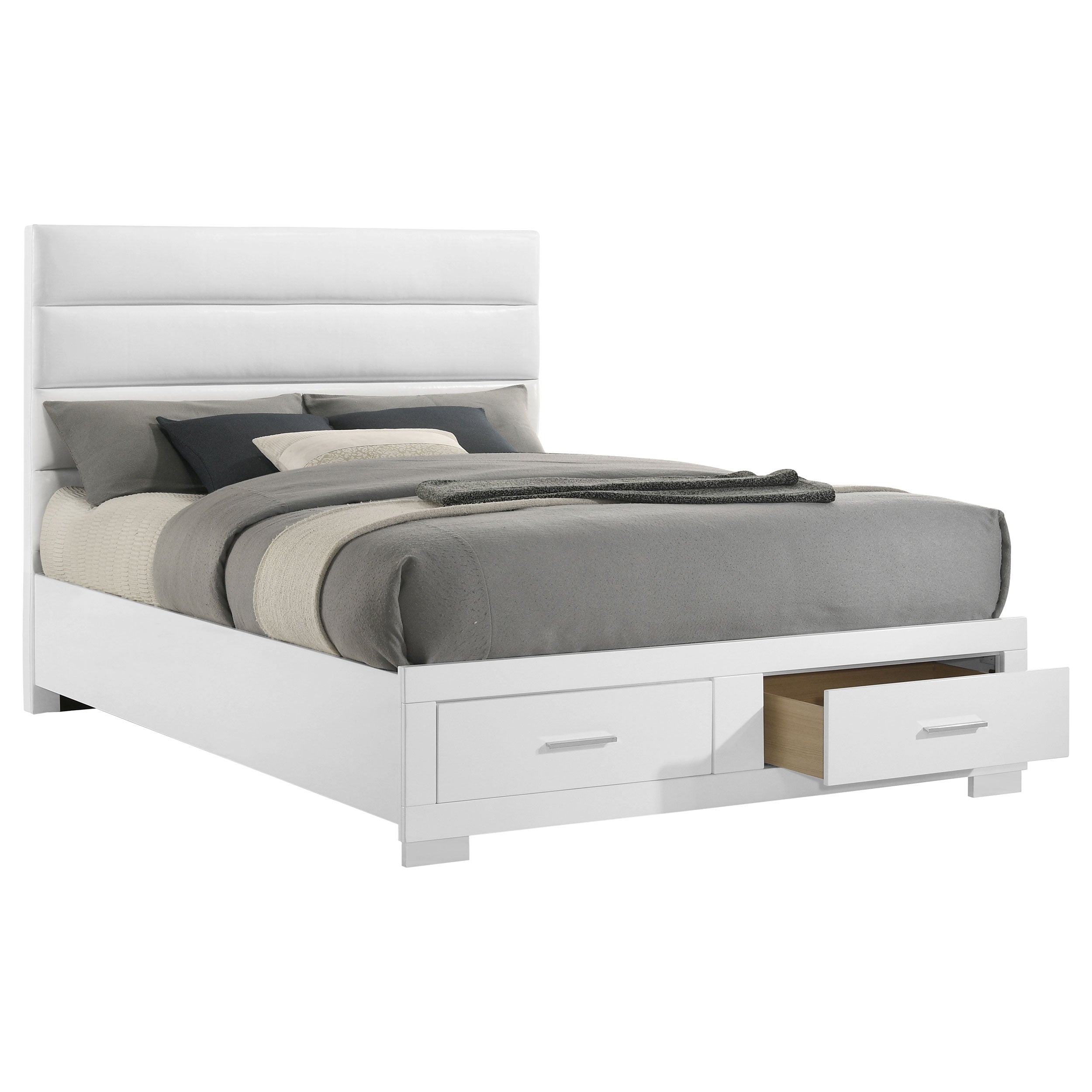 Felicity Queen Storage Bed White High Gloss-