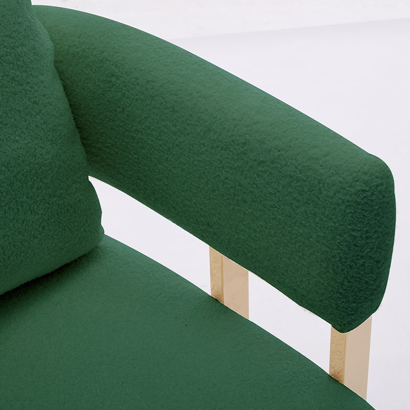 Modern Decorative Chair Teddy Fleece Upholstered And Metal Foot