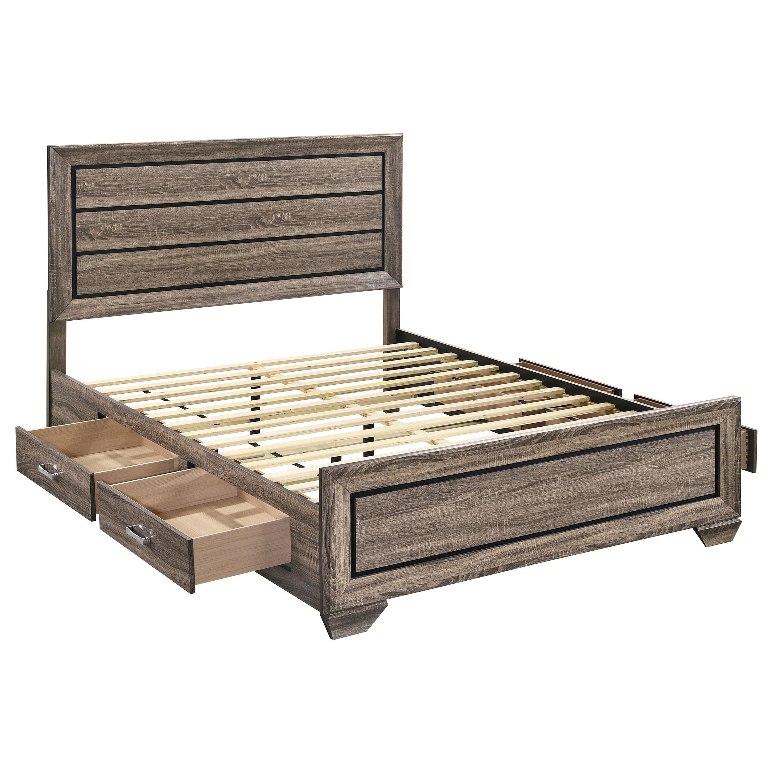 Kauffman Wood Queen Storage Panel Bed Washed Taupe-CoasterEveryday