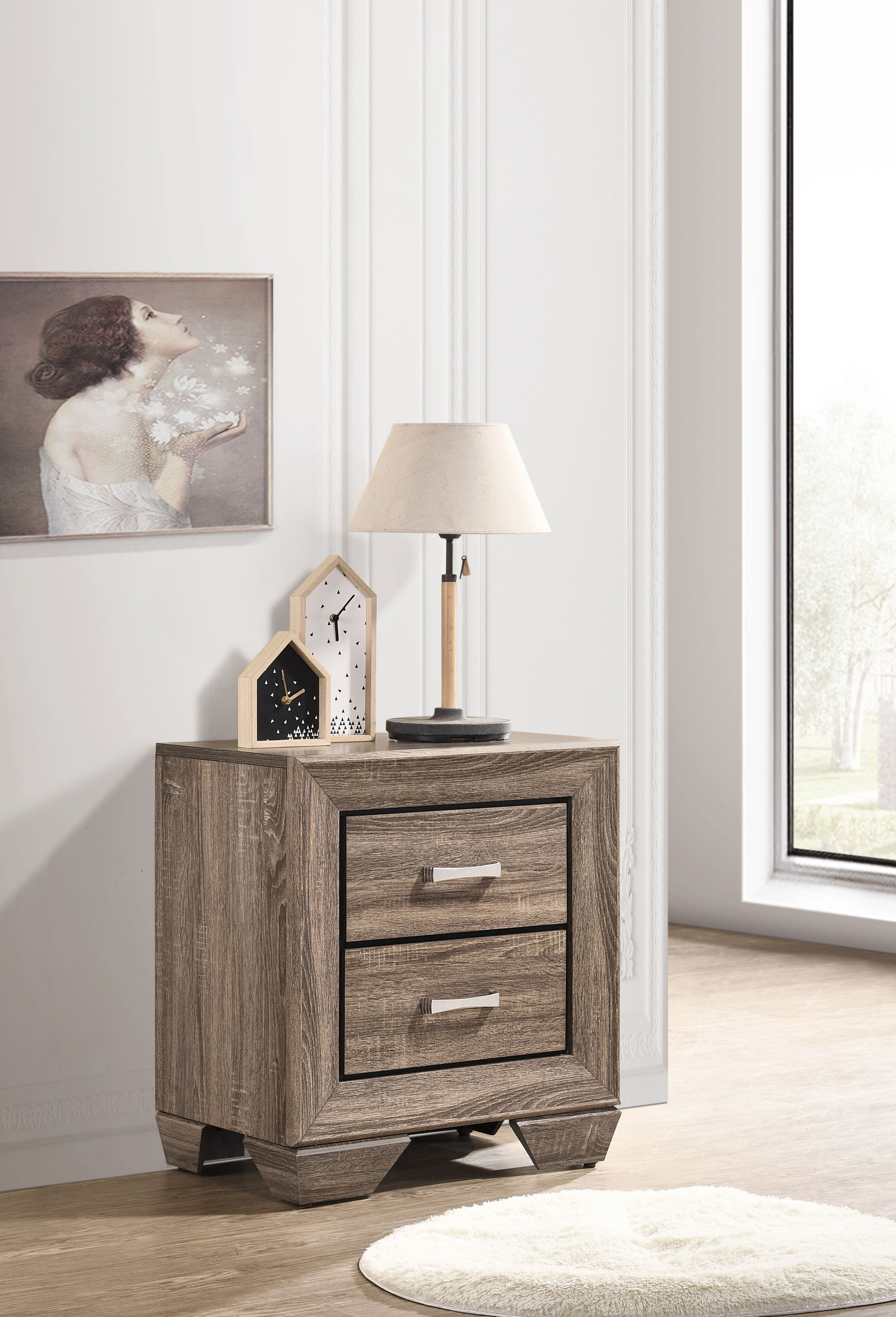 Kauffman 2-drawer Nightstand Washed Taupe-CoasterEveryday