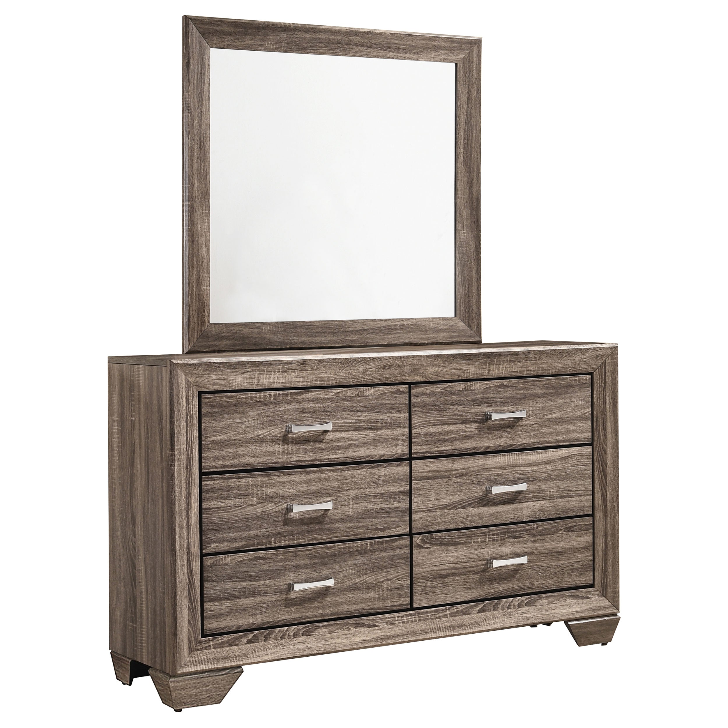 Kauffman 6-drawer Dresser with Mirror Washed Taupe-CoasterEveryday