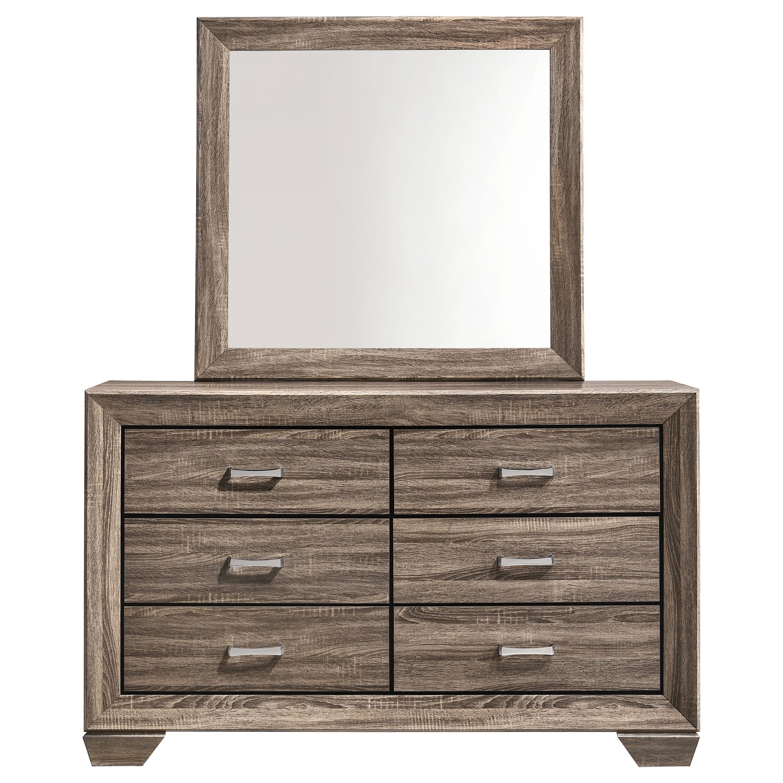 Kauffman 6-drawer Dresser with Mirror Washed Taupe-CoasterEveryday
