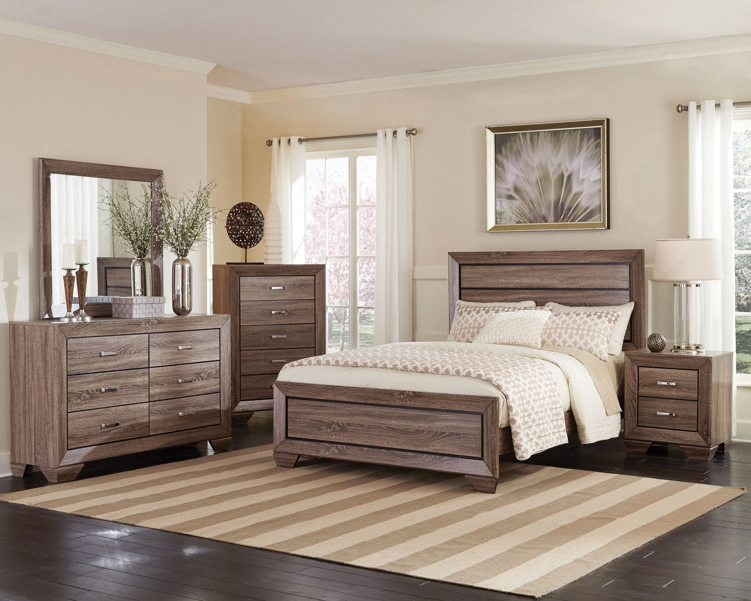 Kauffman 6-drawer Dresser with Mirror Washed Taupe-CoasterEveryday
