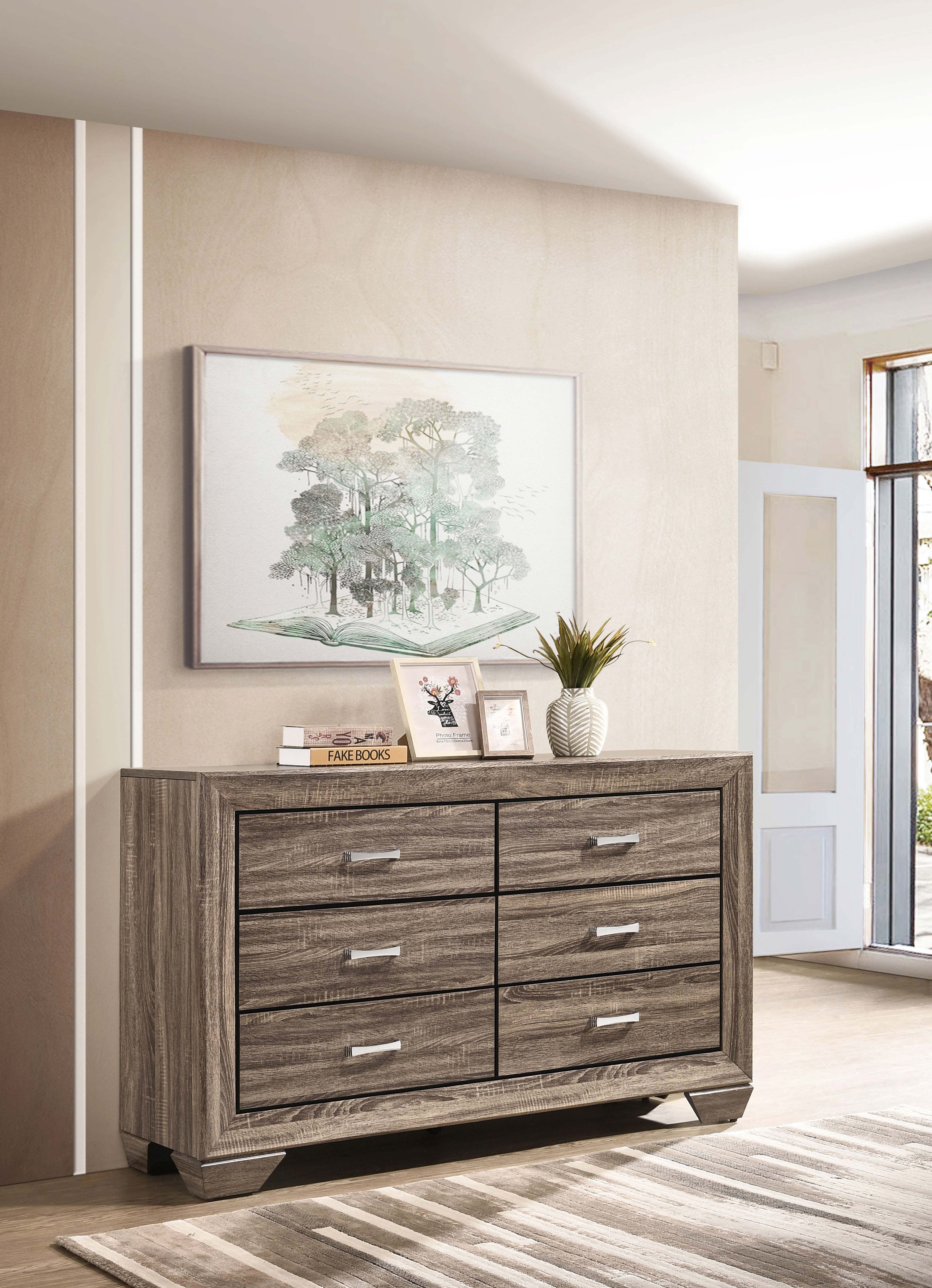 Kauffman 6-drawer Dresser Washed Taupe-CoasterEveryday