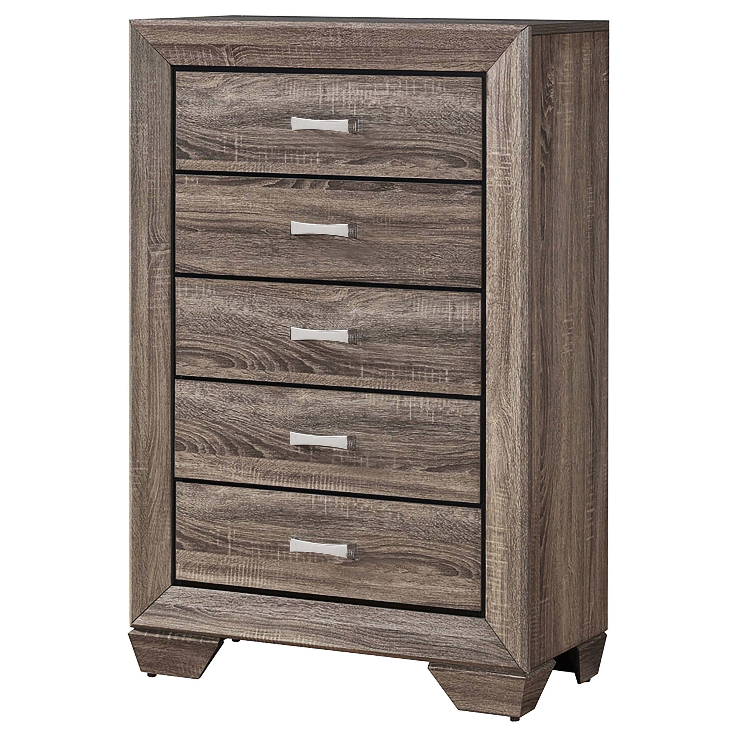 Kauffman 5-drawer Bedroom Chest Washed Taupe-CoasterEveryday