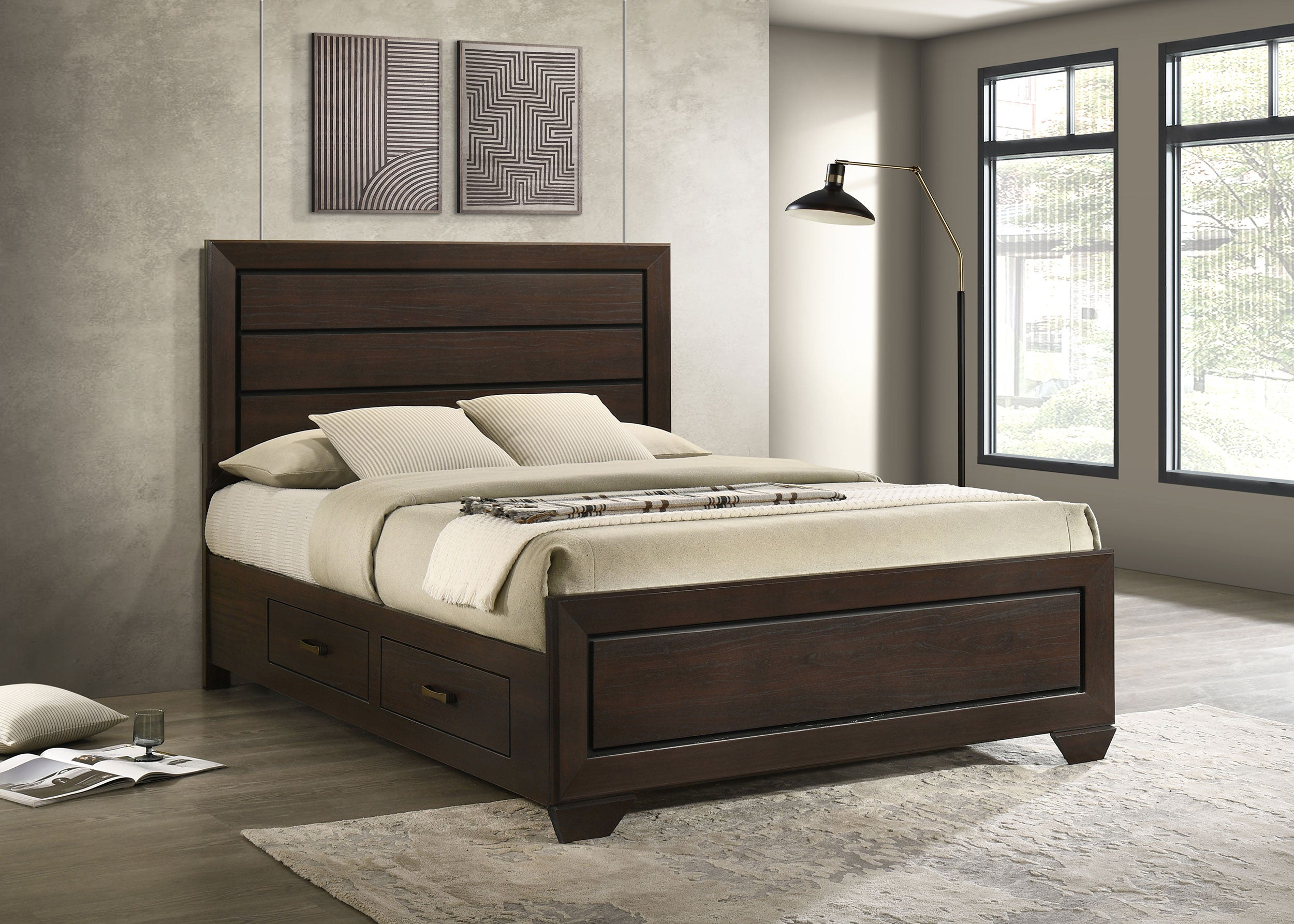 Kauffman Wood Queen Storage Panel Bed Dark Cocoa-CoasterEveryday