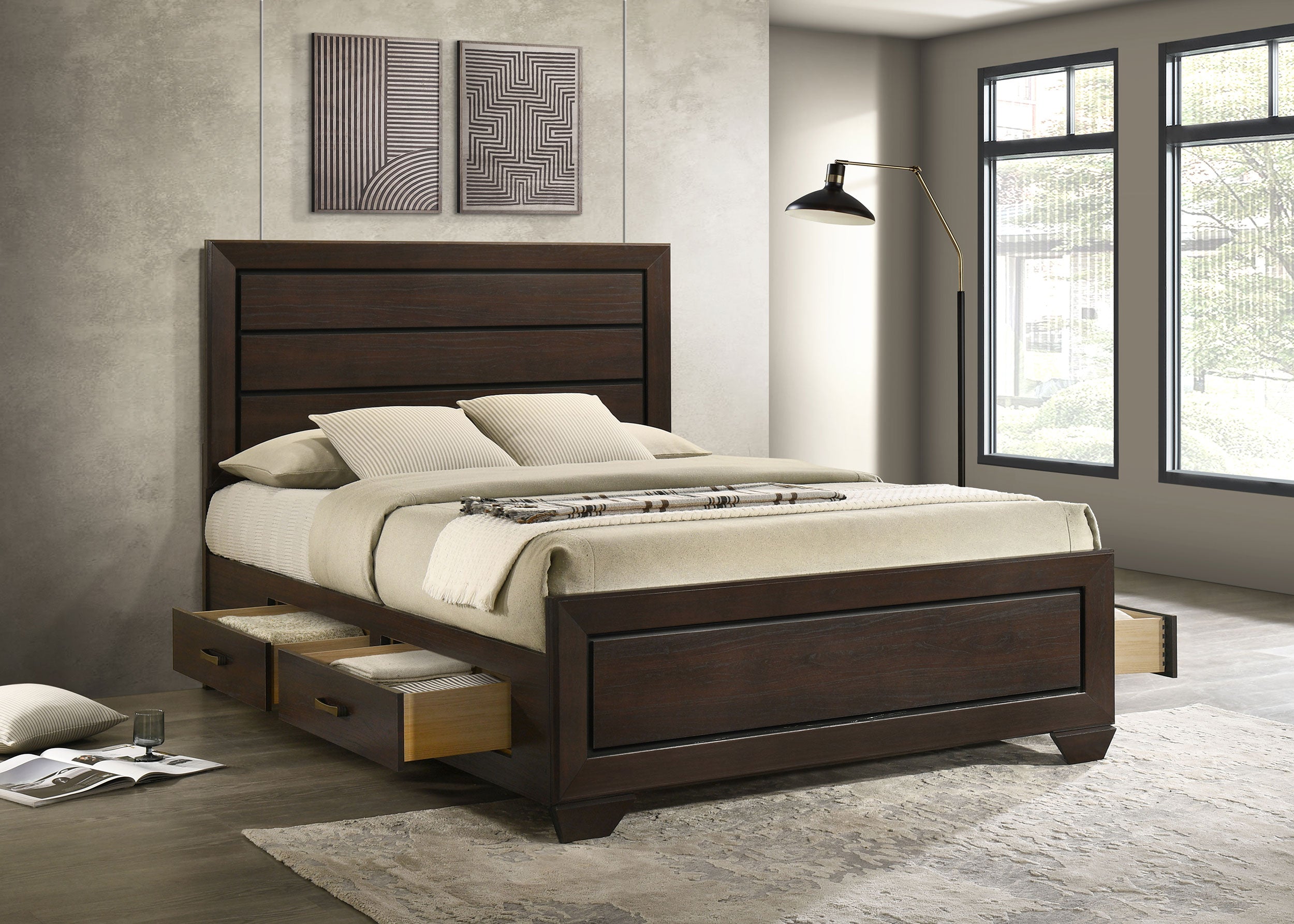 Kauffman Wood Queen Storage Panel Bed Dark Cocoa-CoasterEveryday