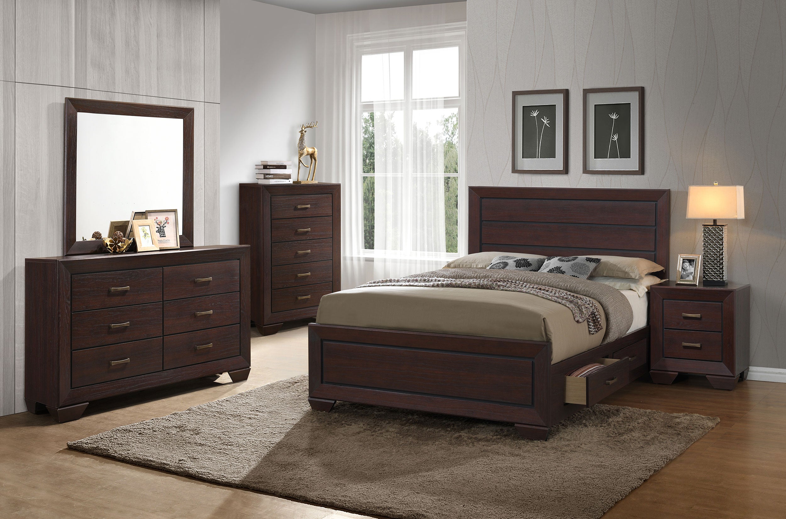 Kauffman Wood Queen Storage Panel Bed Dark Cocoa-CoasterEveryday