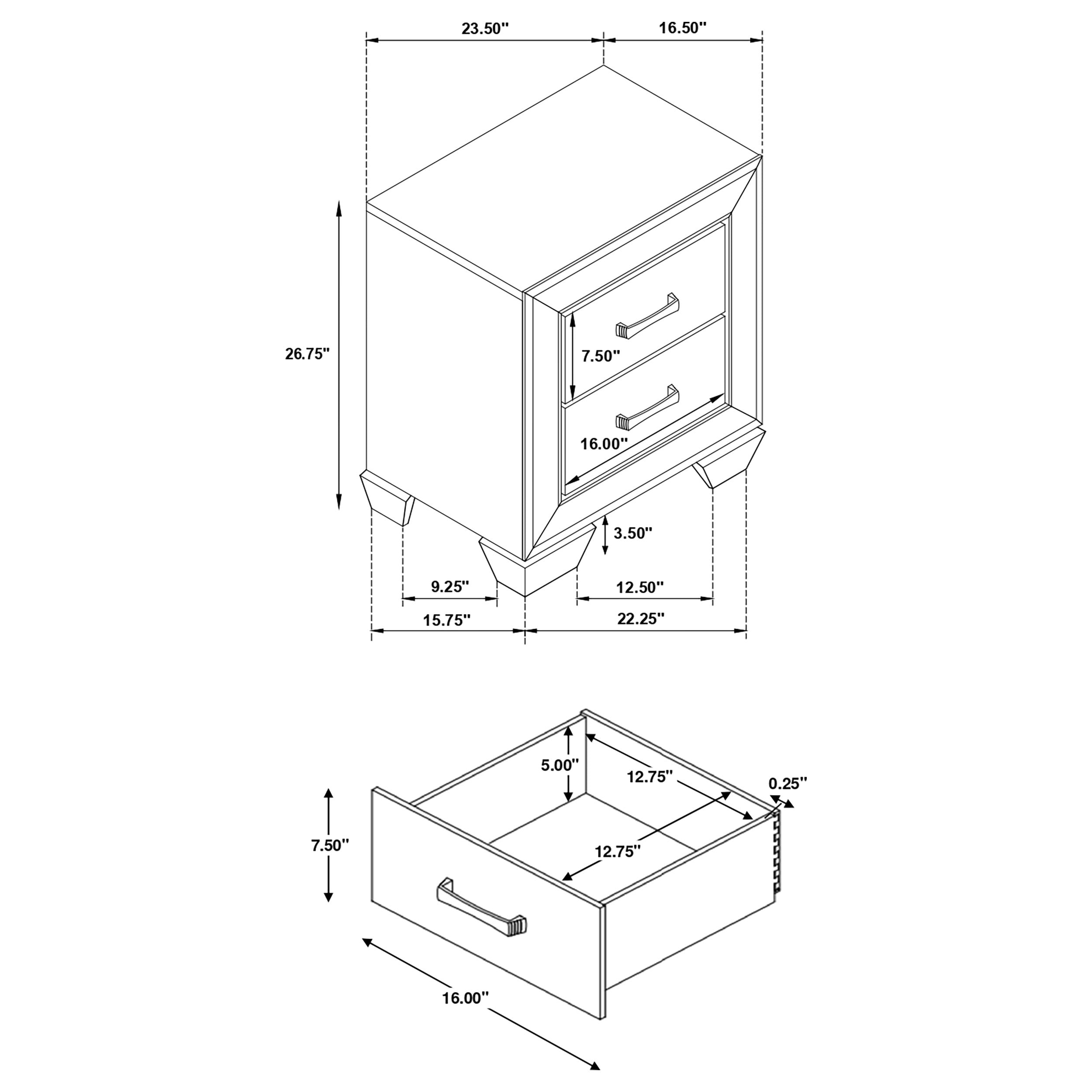 Kauffman 2-drawer Nightstand Dark Cocoa-CoasterEveryday