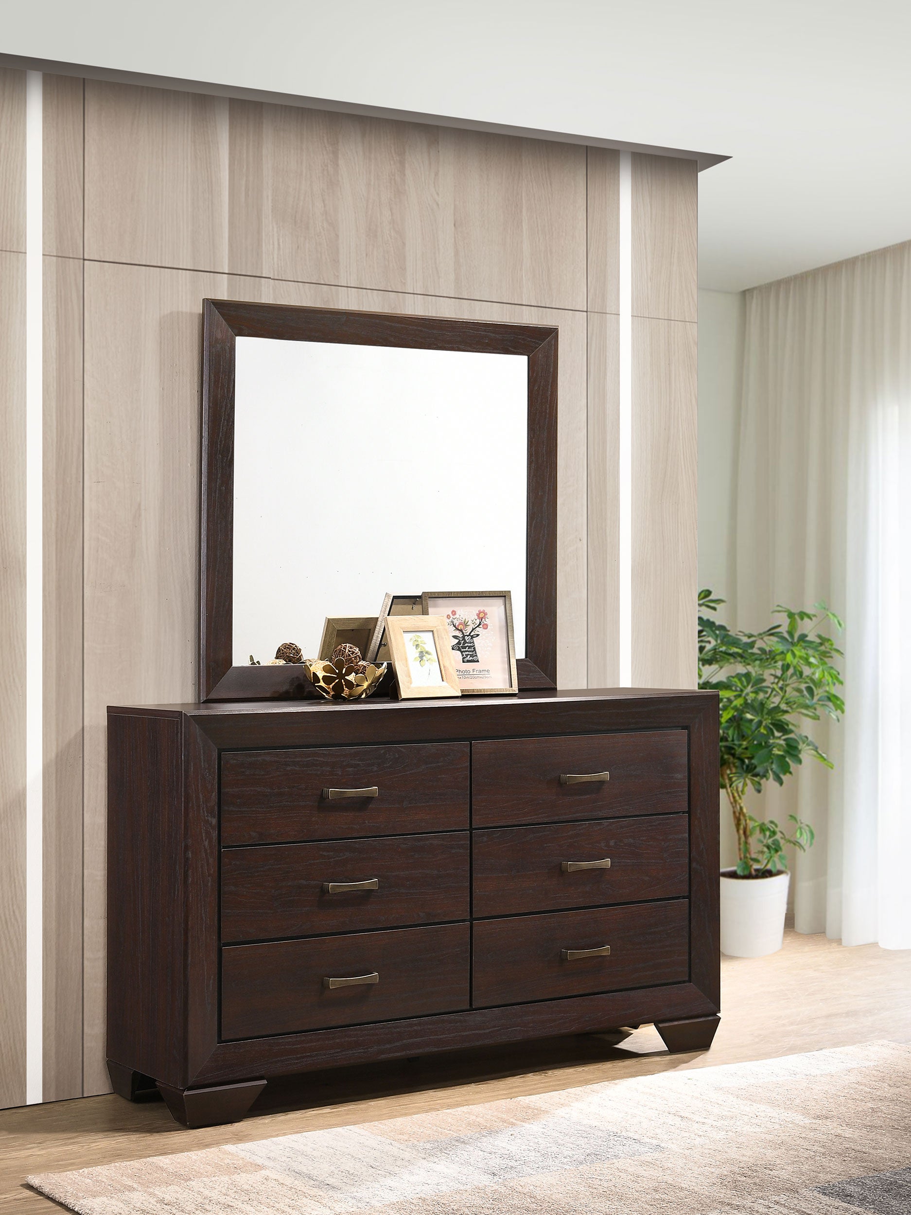 Kauffman 6-drawer Dresser with Mirror Dark Cocoa-CoasterEveryday