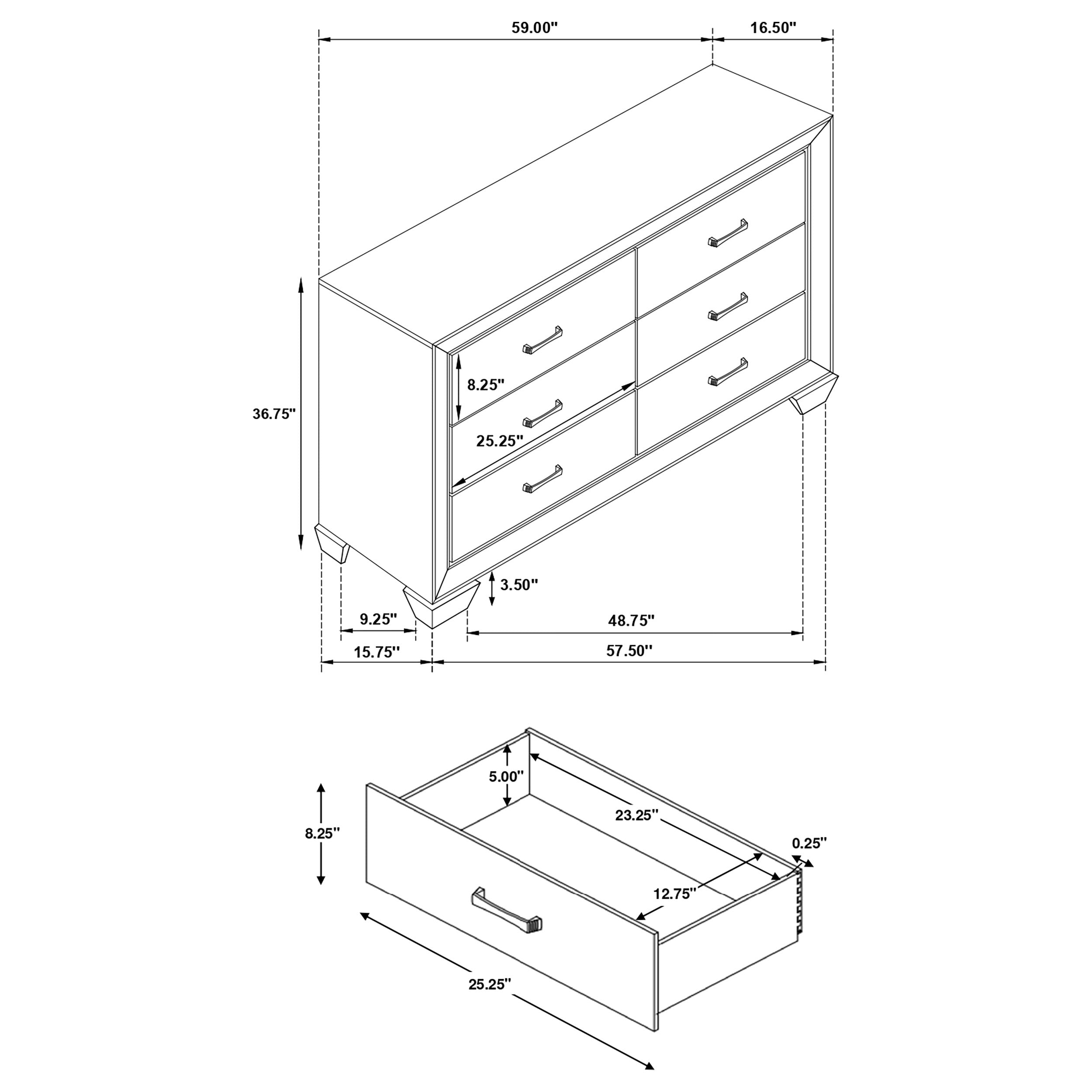Kauffman 6-drawer Dresser Dark Cocoa-CoasterEveryday