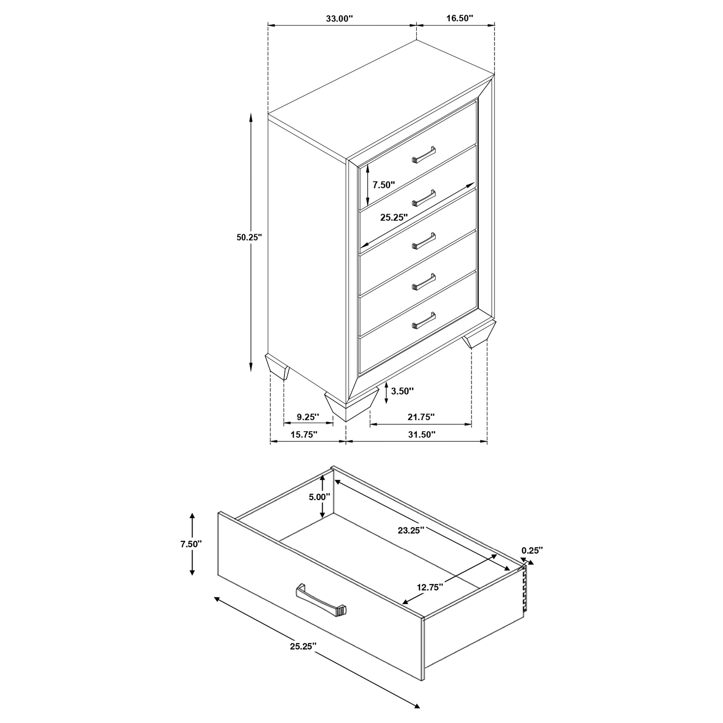 Kauffman 5-drawer Bedroom Chest Dark Cocoa-CoasterEveryday