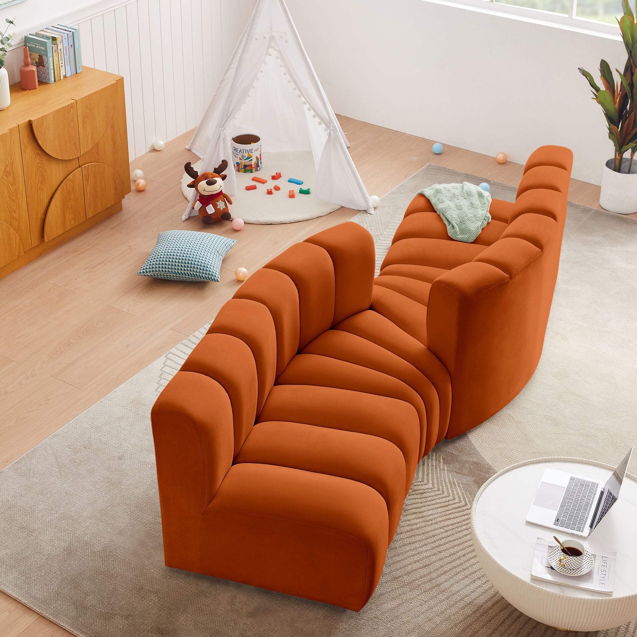 Arc - Velvet 4 Piece Sofa - Best Buy Furniture