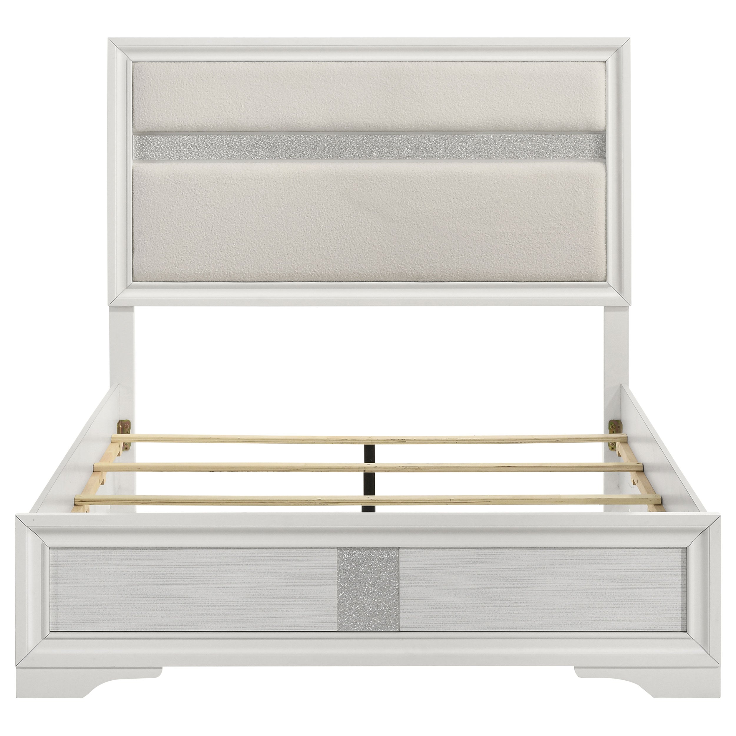 Miranda 54-inch Upholstered Queen Panel Bed White-