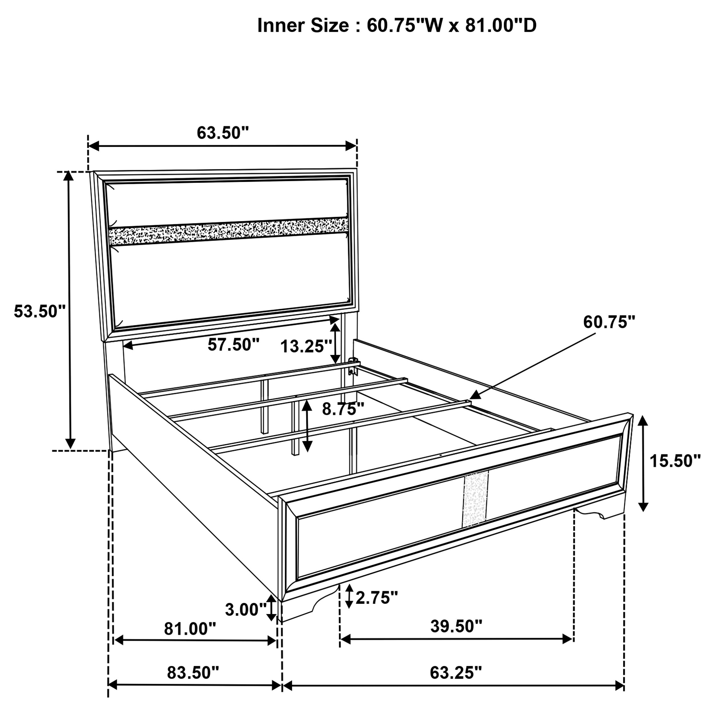 Miranda 54-inch Upholstered Queen Panel Bed White-