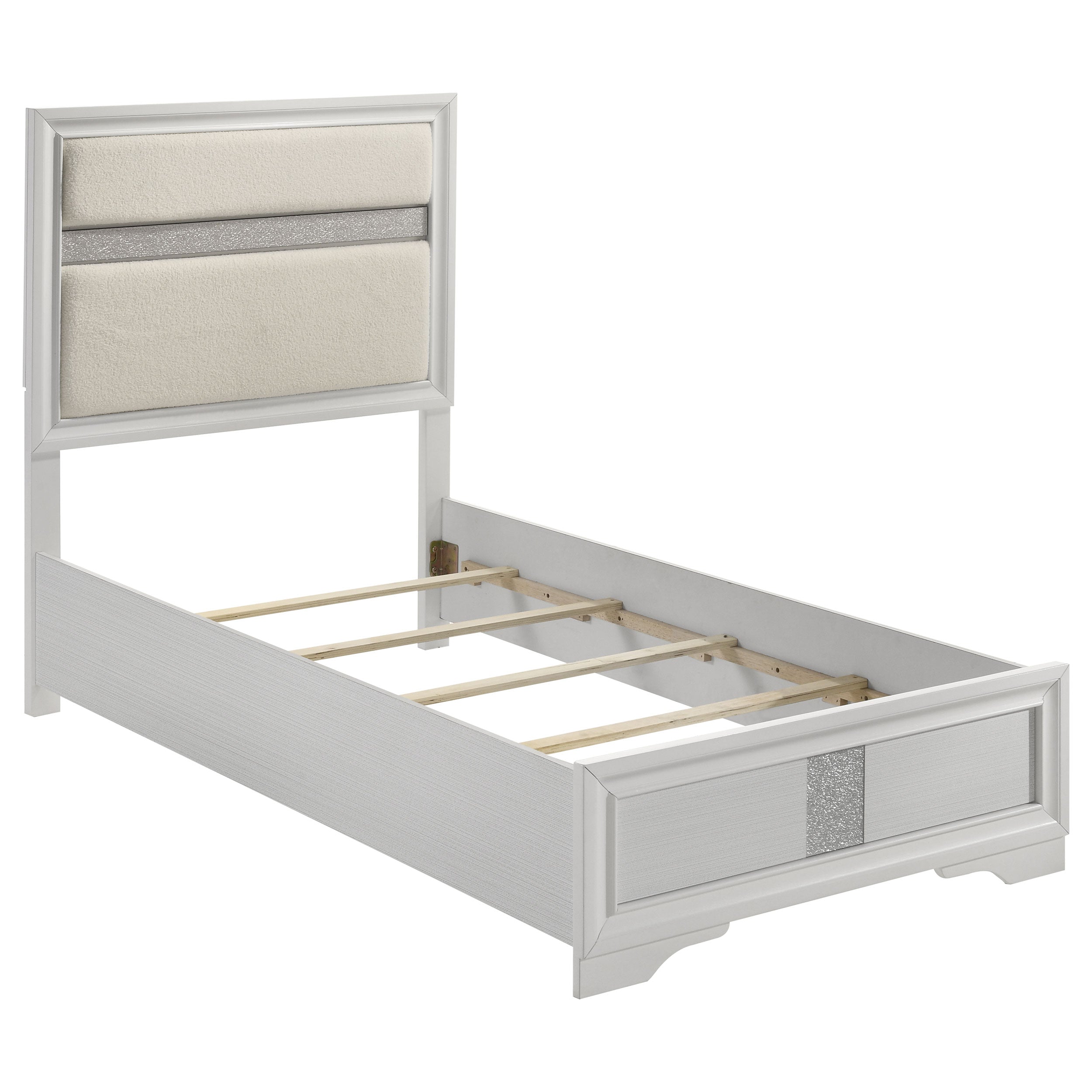 Miranda 54-inch Upholstered Twin Panel Bed White-
