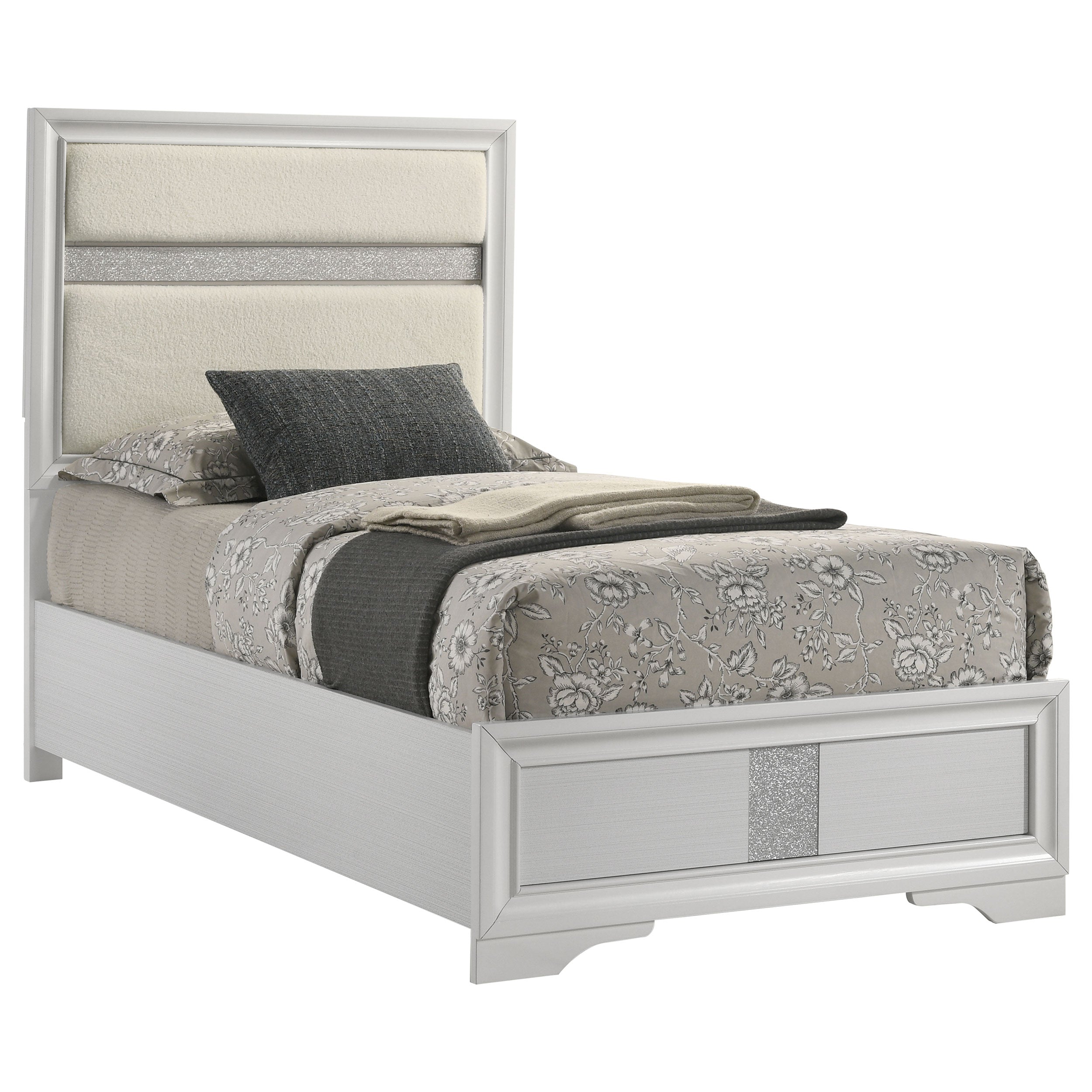 Miranda 54-inch Upholstered Twin Panel Bed White-