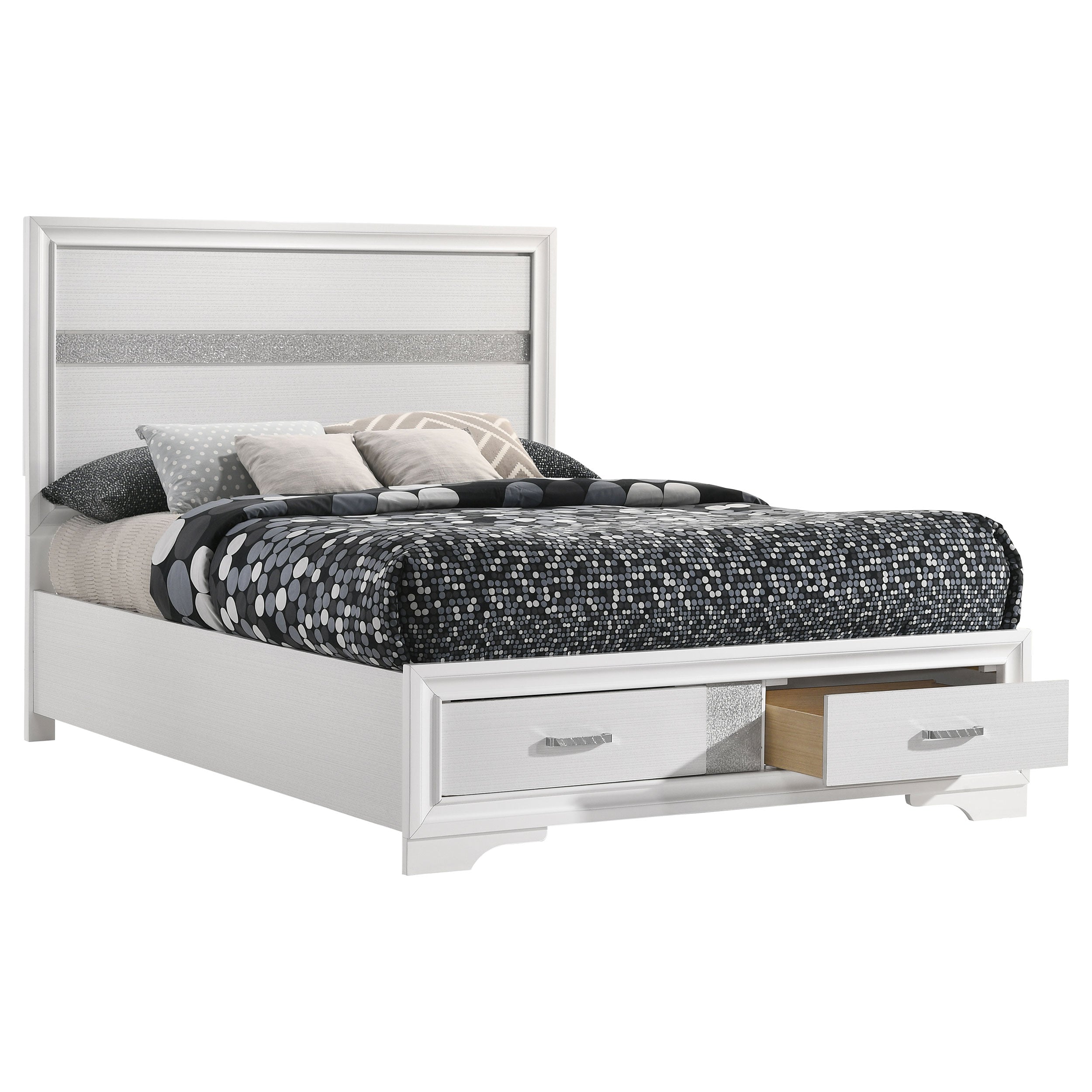 Miranda 51-inch Wood Full Storage Panel Bed White-CoasterEveryday