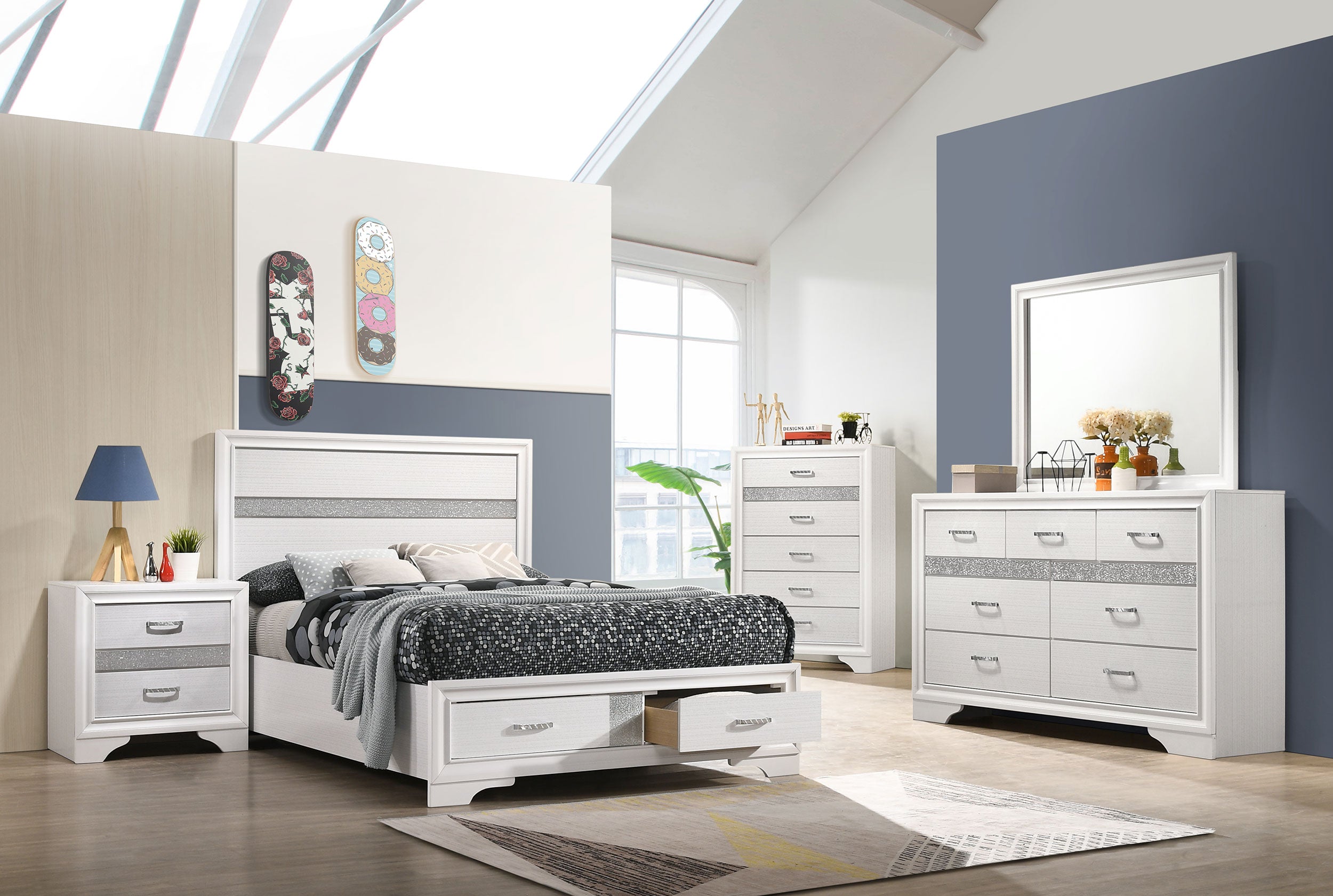 Miranda 51-inch Wood Full Storage Panel Bed White-CoasterEveryday