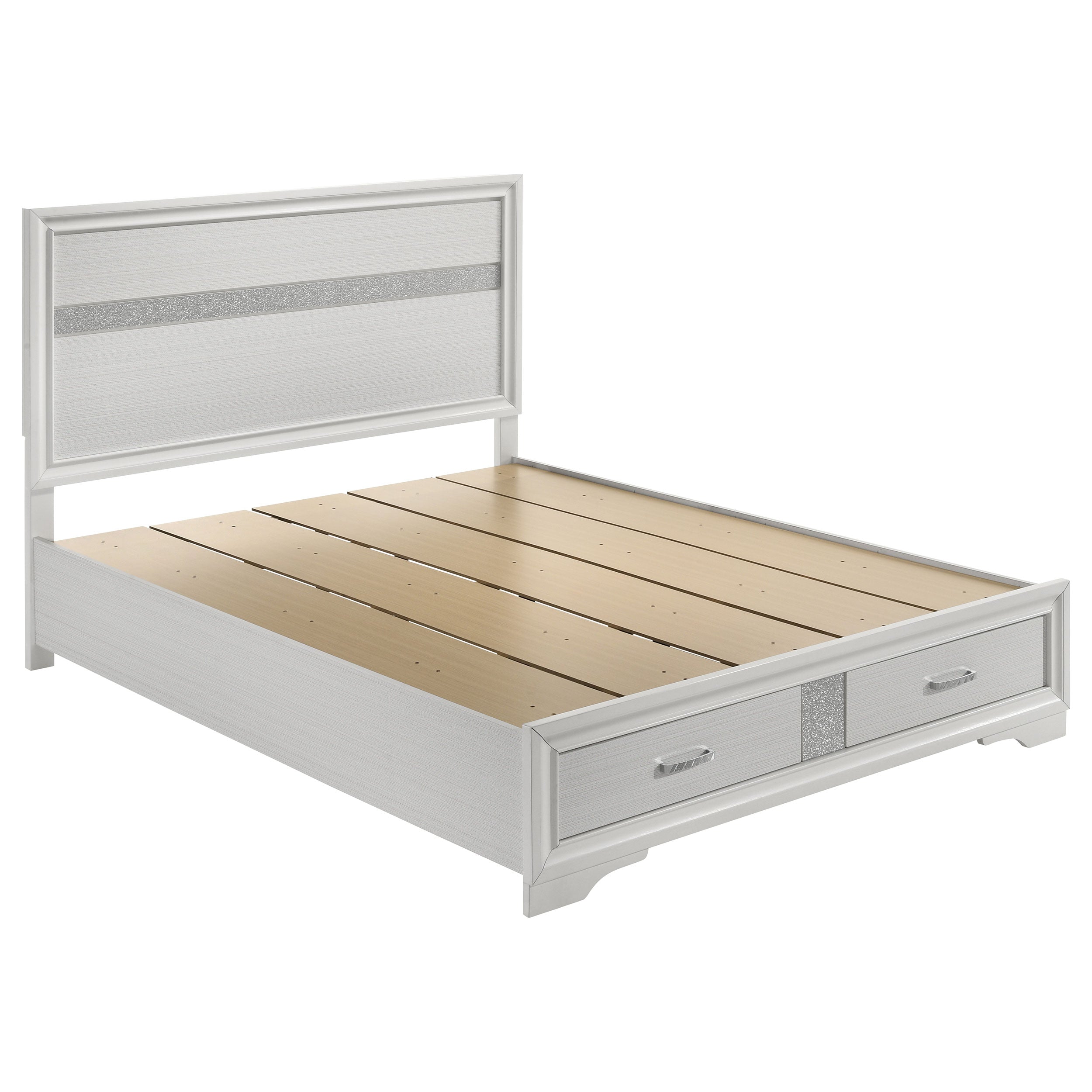 Miranda 51-inch Wood Queen Storage Panel Bed White-CoasterEveryday