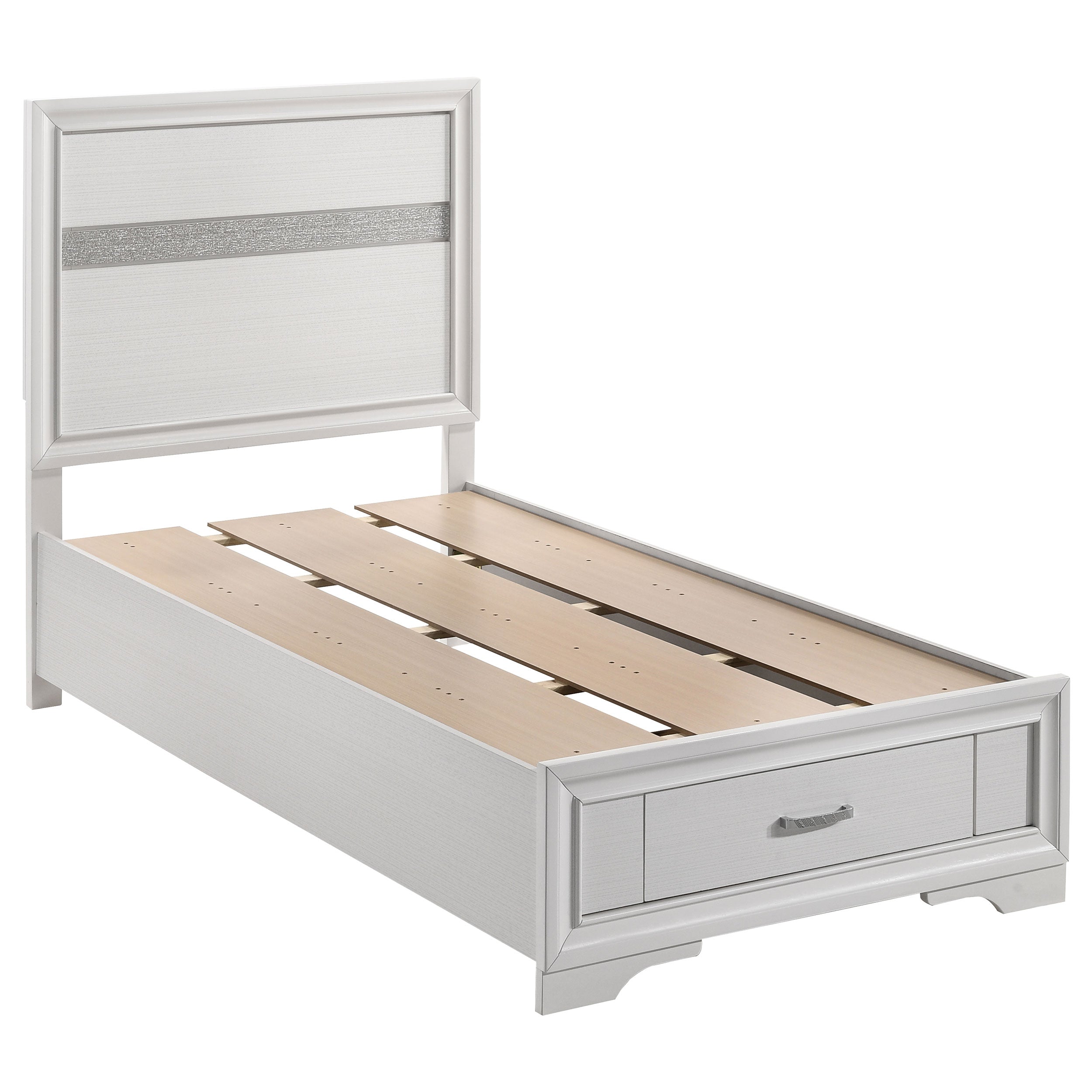 Miranda 51-inch Wood Twin Storage Panel Bed White-CoasterEveryday