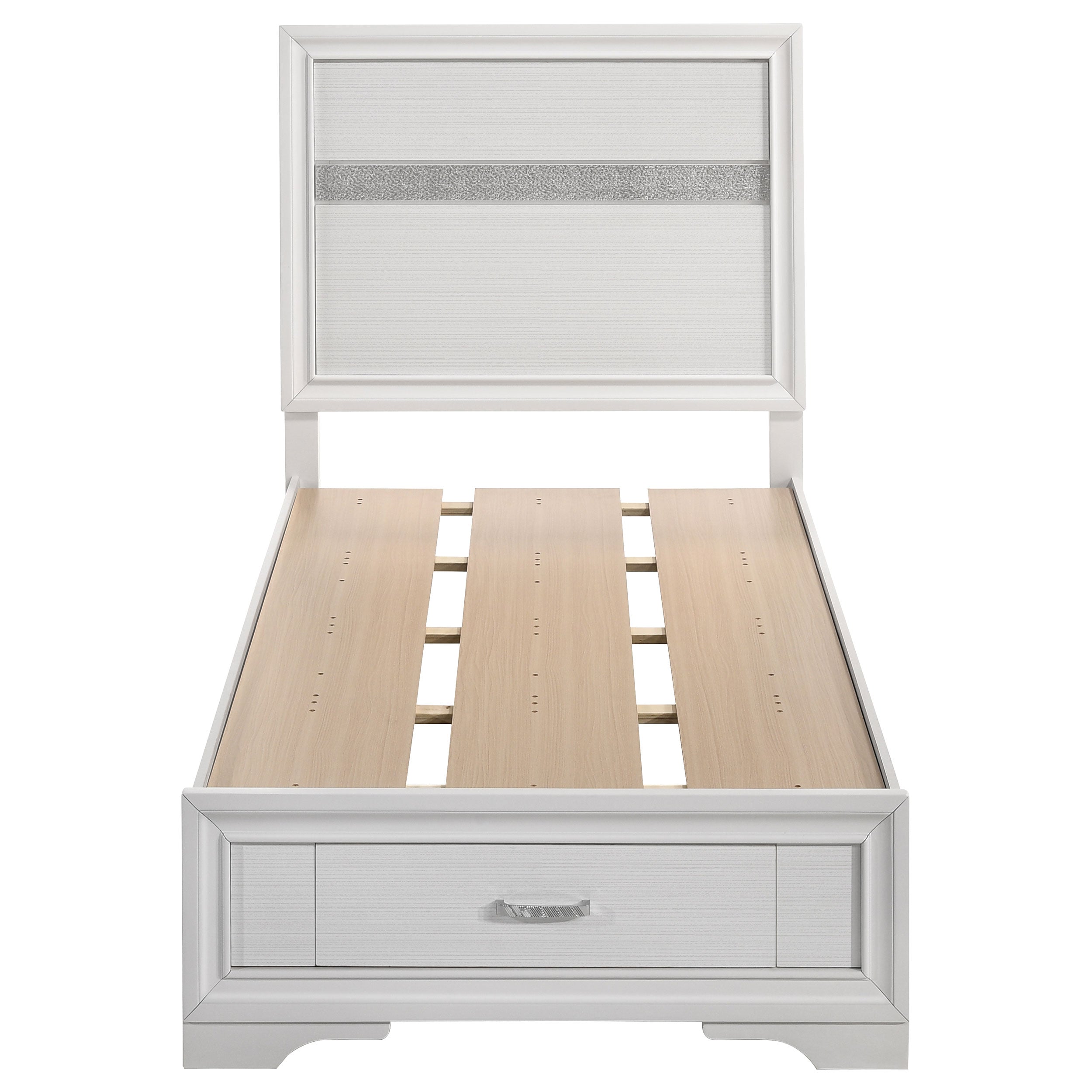 Miranda 51-inch Wood Twin Storage Panel Bed White-CoasterEveryday