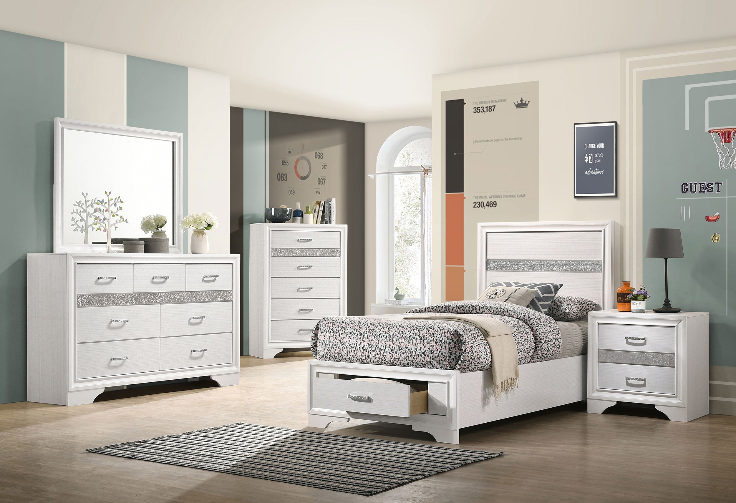 Miranda 51-inch Wood Twin Storage Panel Bed White-CoasterEveryday