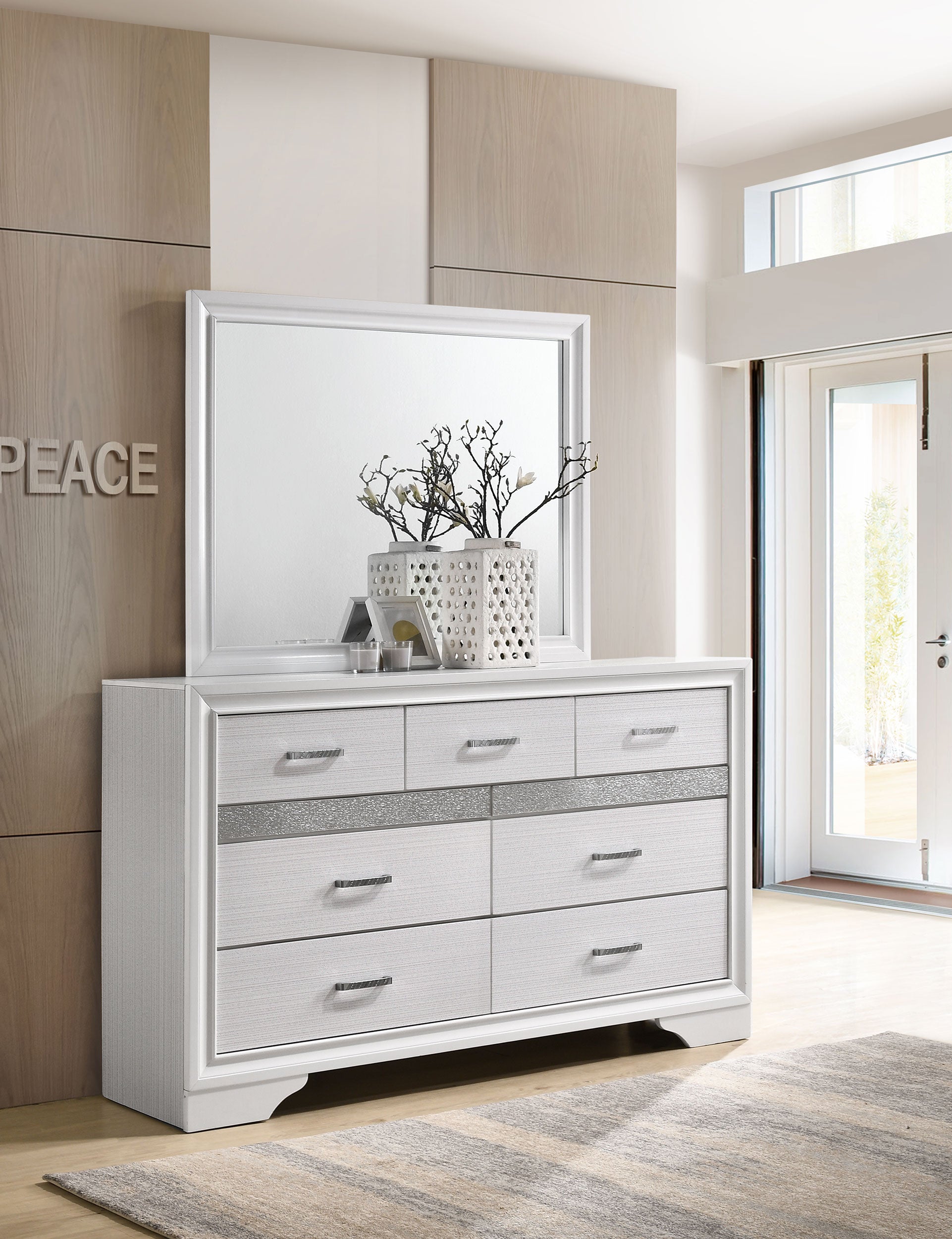 Miranda 7-drawer Dresser with Mirror White-CoasterEveryday