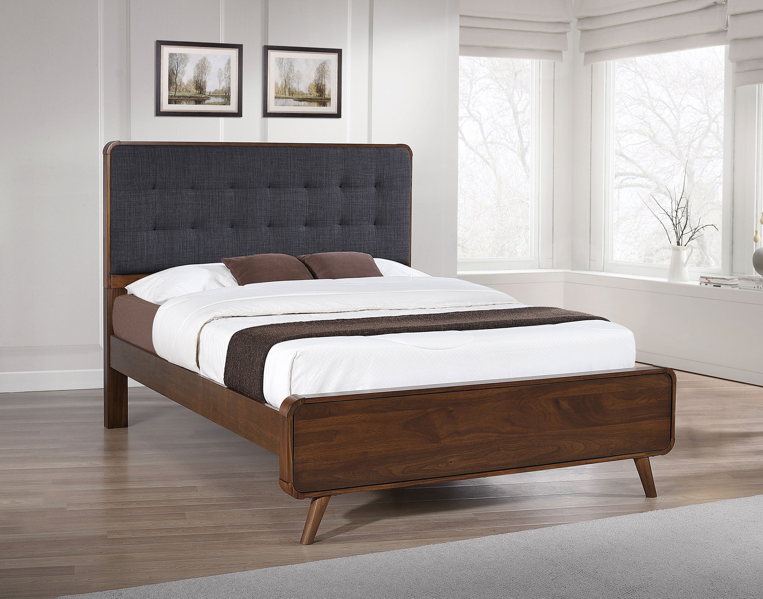 Robyn Wood Full Platform Bed Dark Walnut-